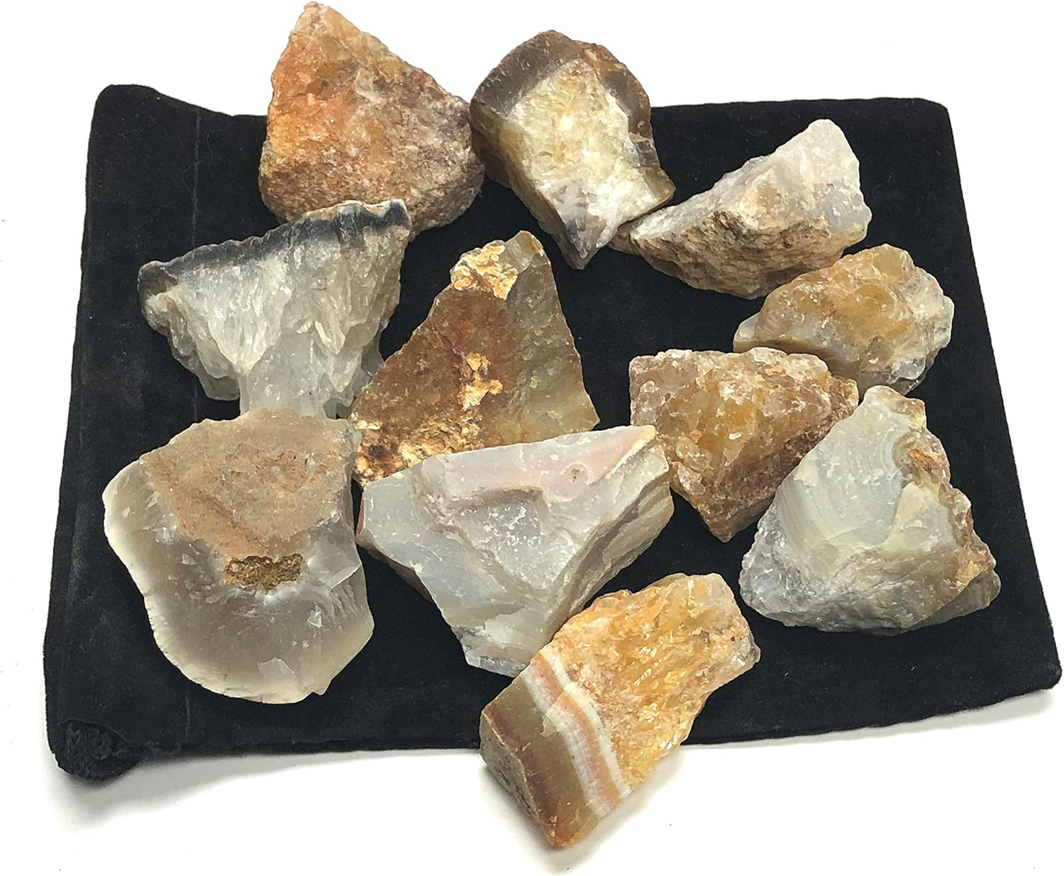 Rough Natural Agate Stones - 1 Velvet Bag 12 Pound
