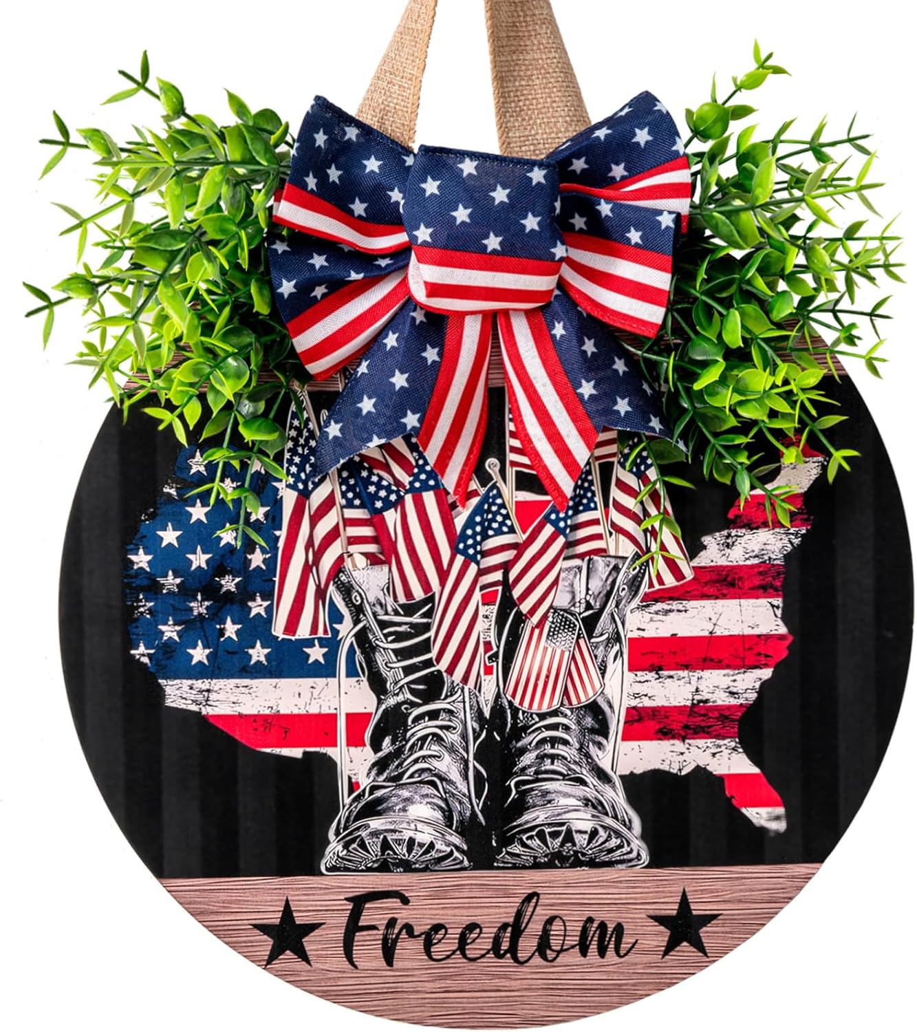 4th of July Patriotic Door Wreath Sign