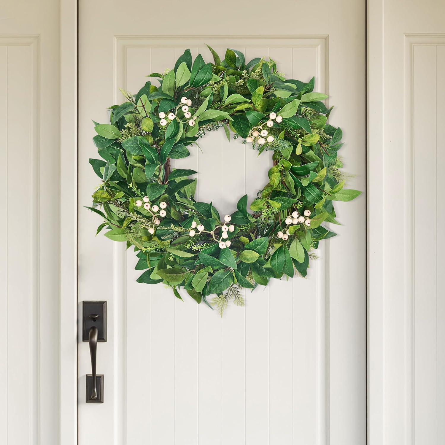 GENMOUS 24 Inch All Season Wreath for Front Door Decor