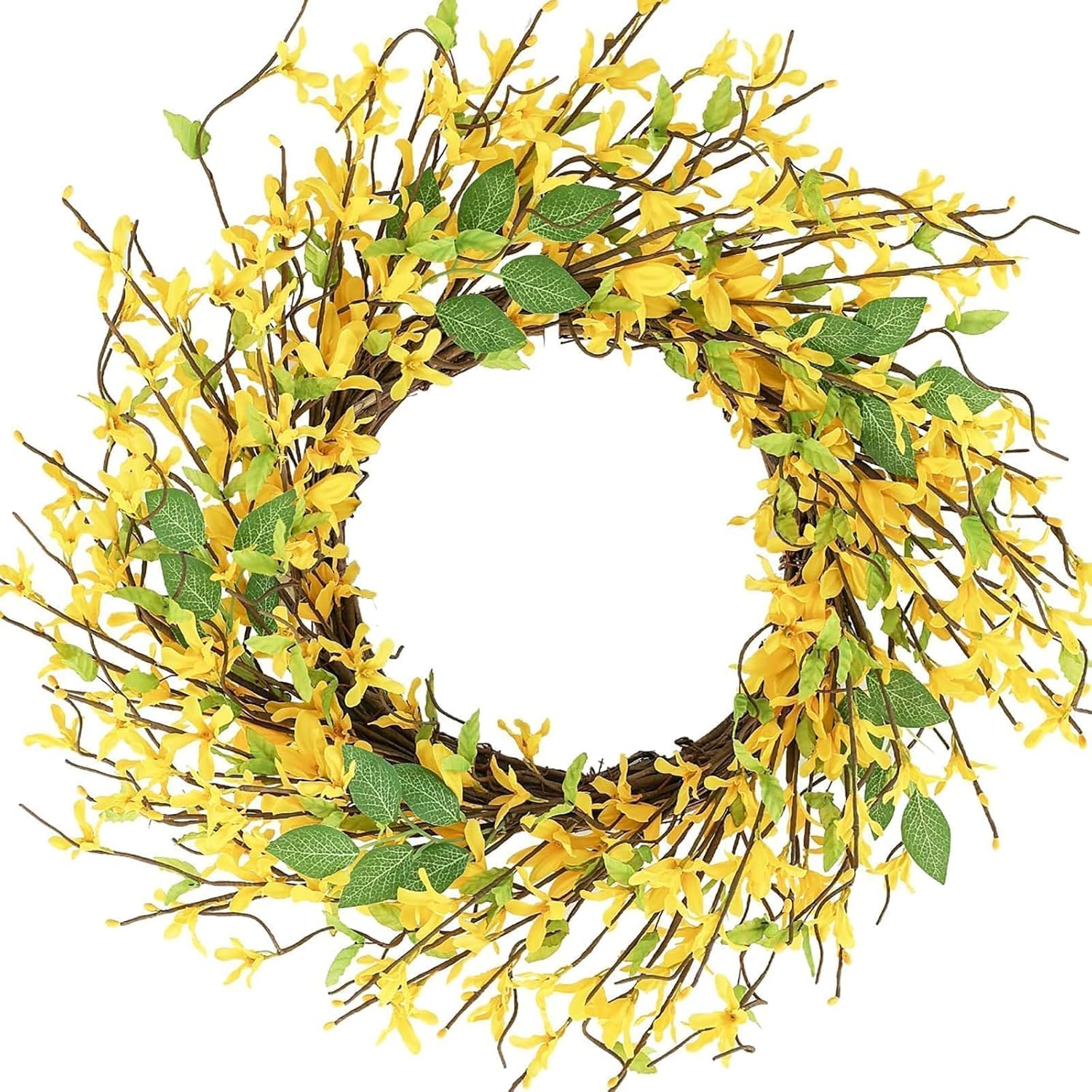 Hometrance 20 Inch Spring Wreath with Yellow Flowers