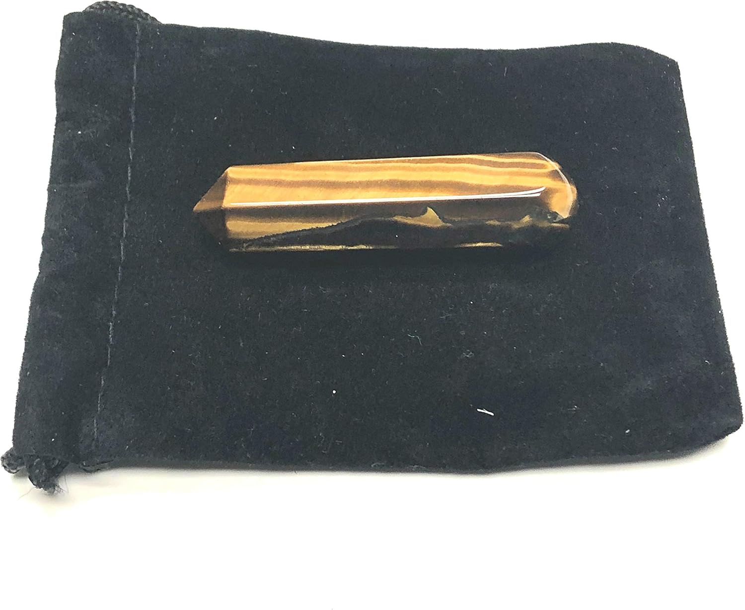 60MM Golden Tiger Eye Crystal Wand with Velvet Pouch