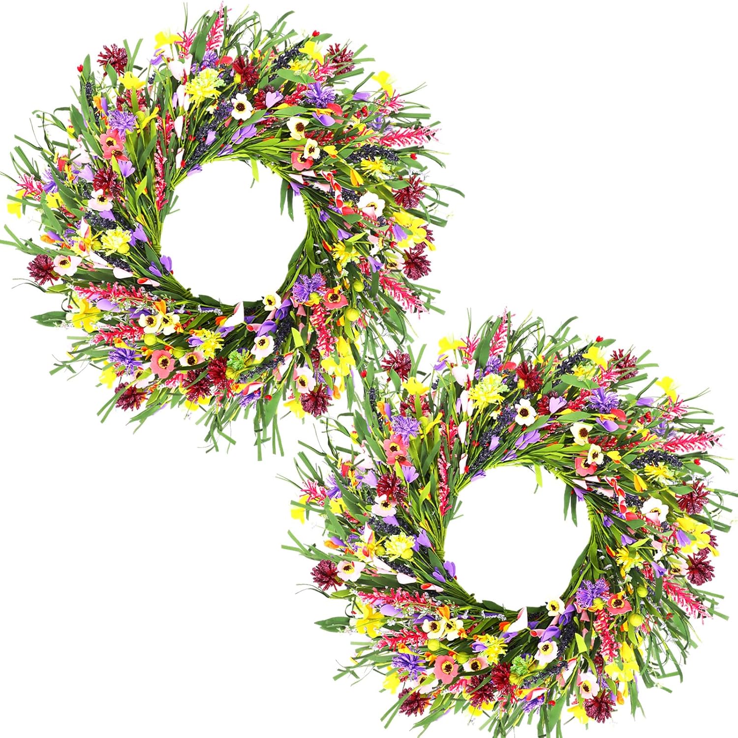Hotop 2 Pcs Spring Summer Door Wreath for Front Door