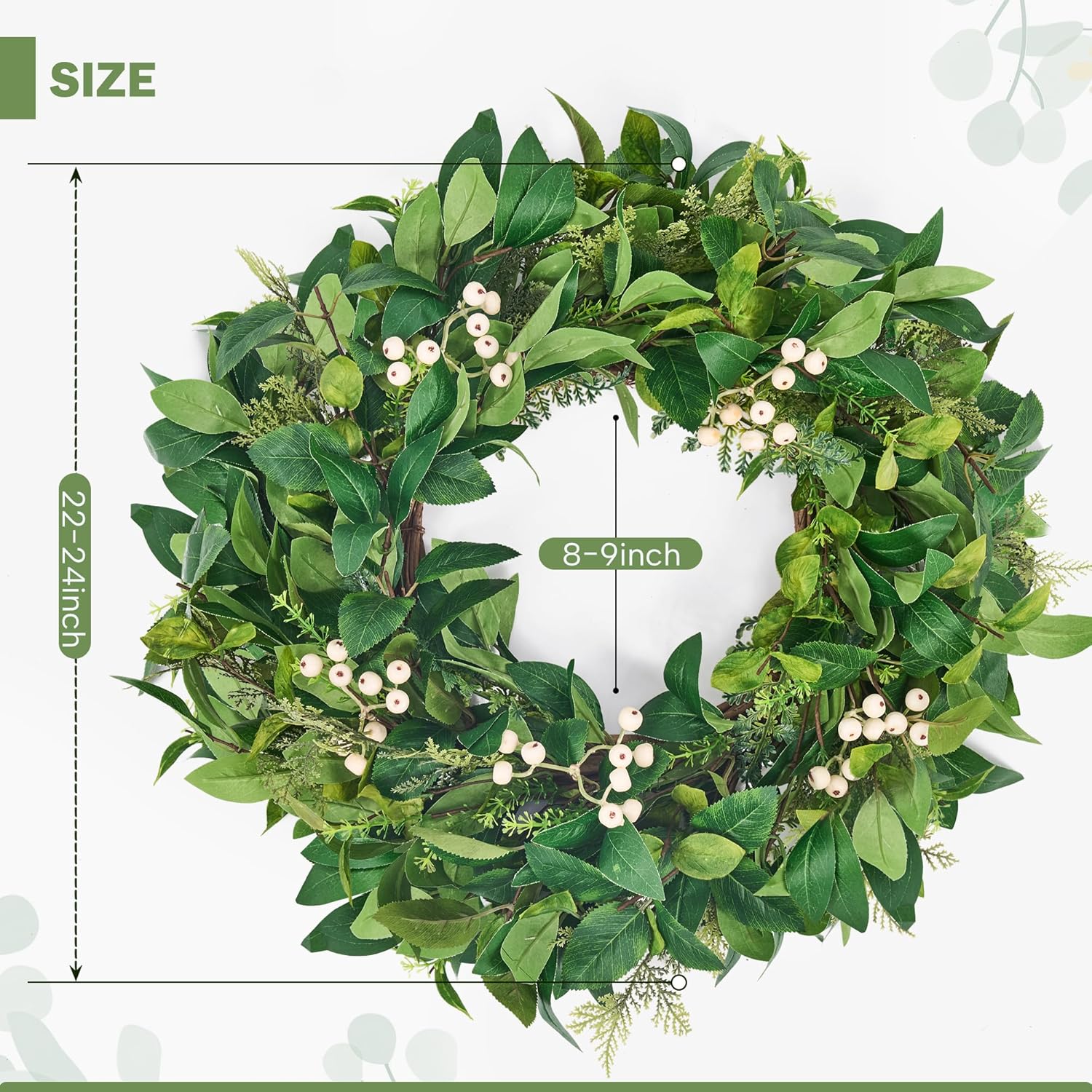 GENMOUS 24 Inch All Season Wreath for Front Door Decor