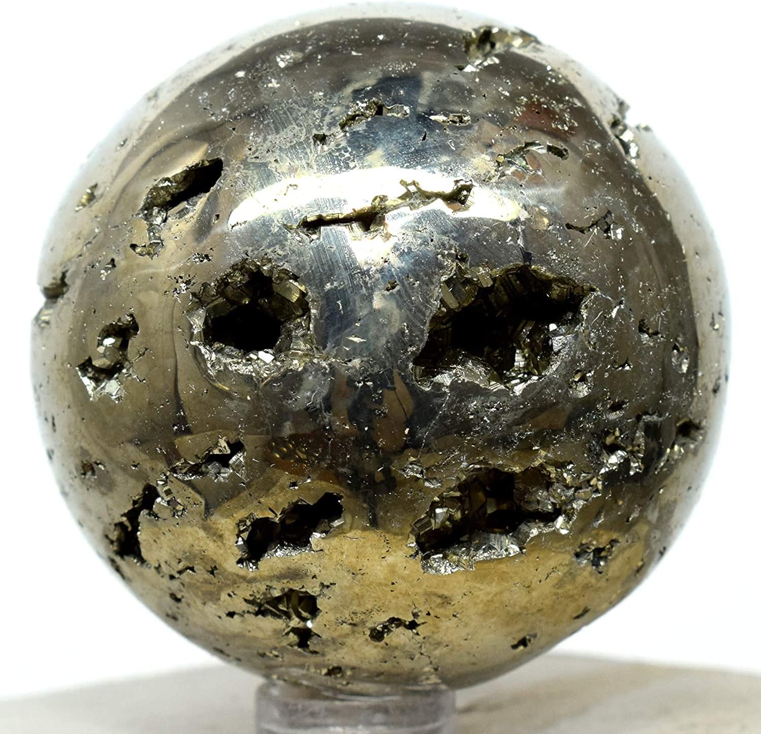 HQRP Golden Pyrite Sphere 46mm Natural Crystal Decor with Stand