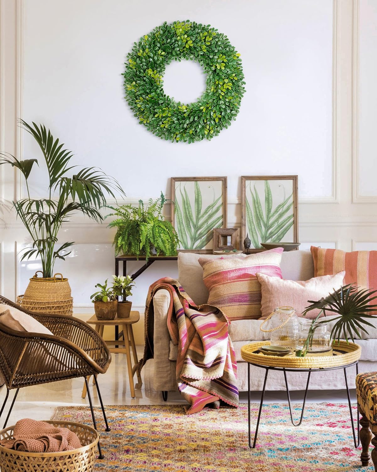 Vlorart 20 Inch Boxwood Wreath for Front Door