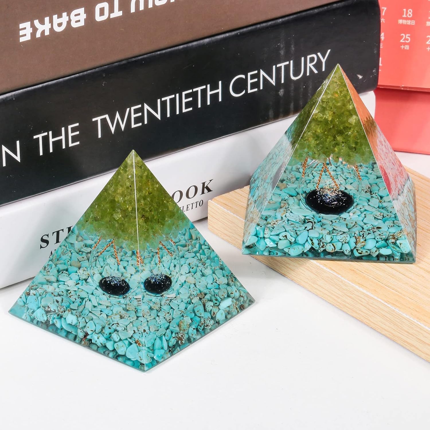 Nupuyai Tree of Life Orgone Pyramid with Crystal Sphere for Meditation and Healing