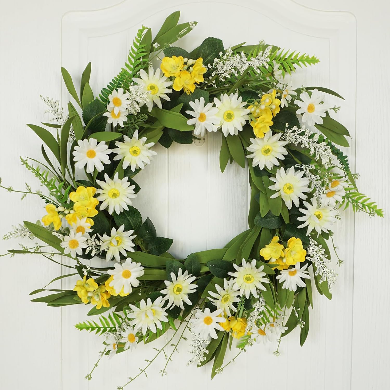 Spring Wreath for Front Door 20 Inch Artificial Daisy Flower Decor