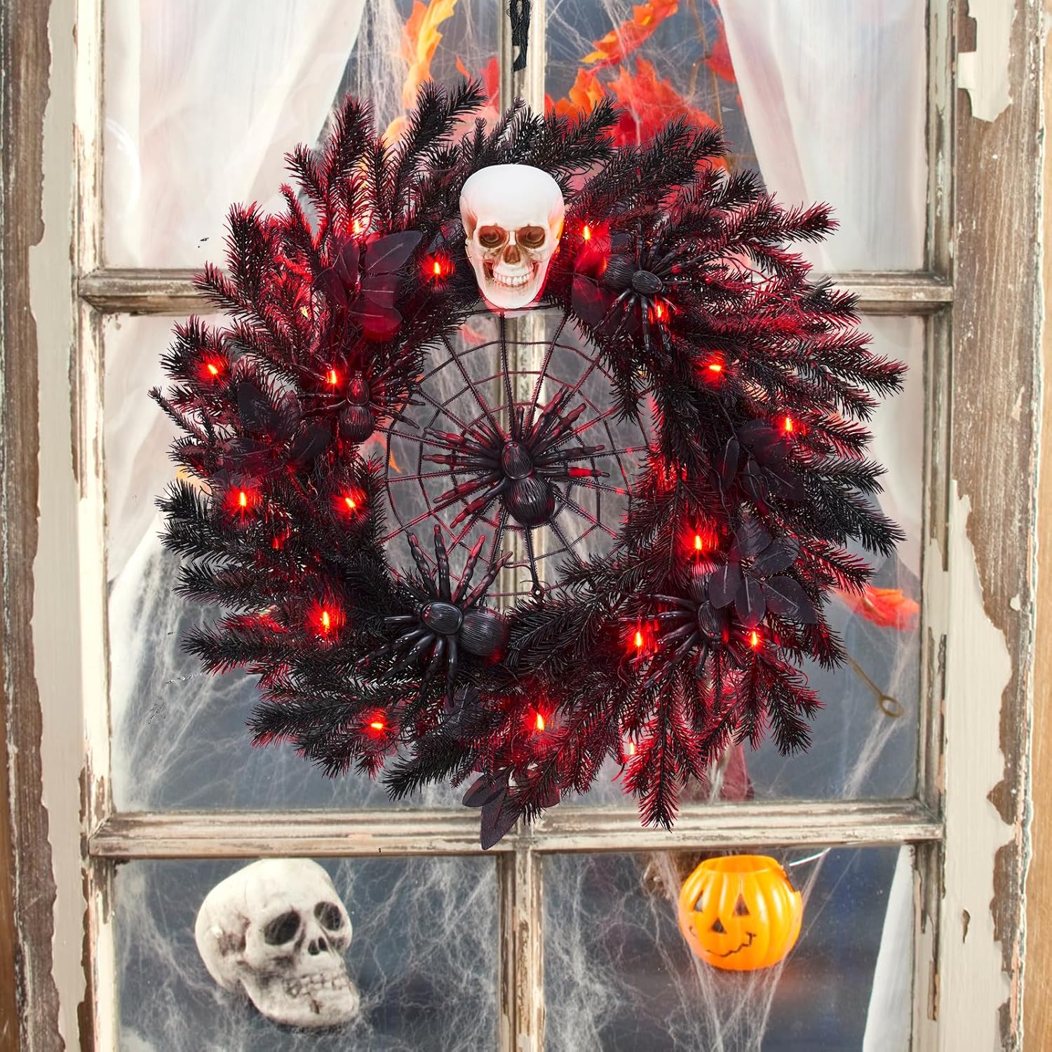 22 Inch Halloween Wreath with Lights