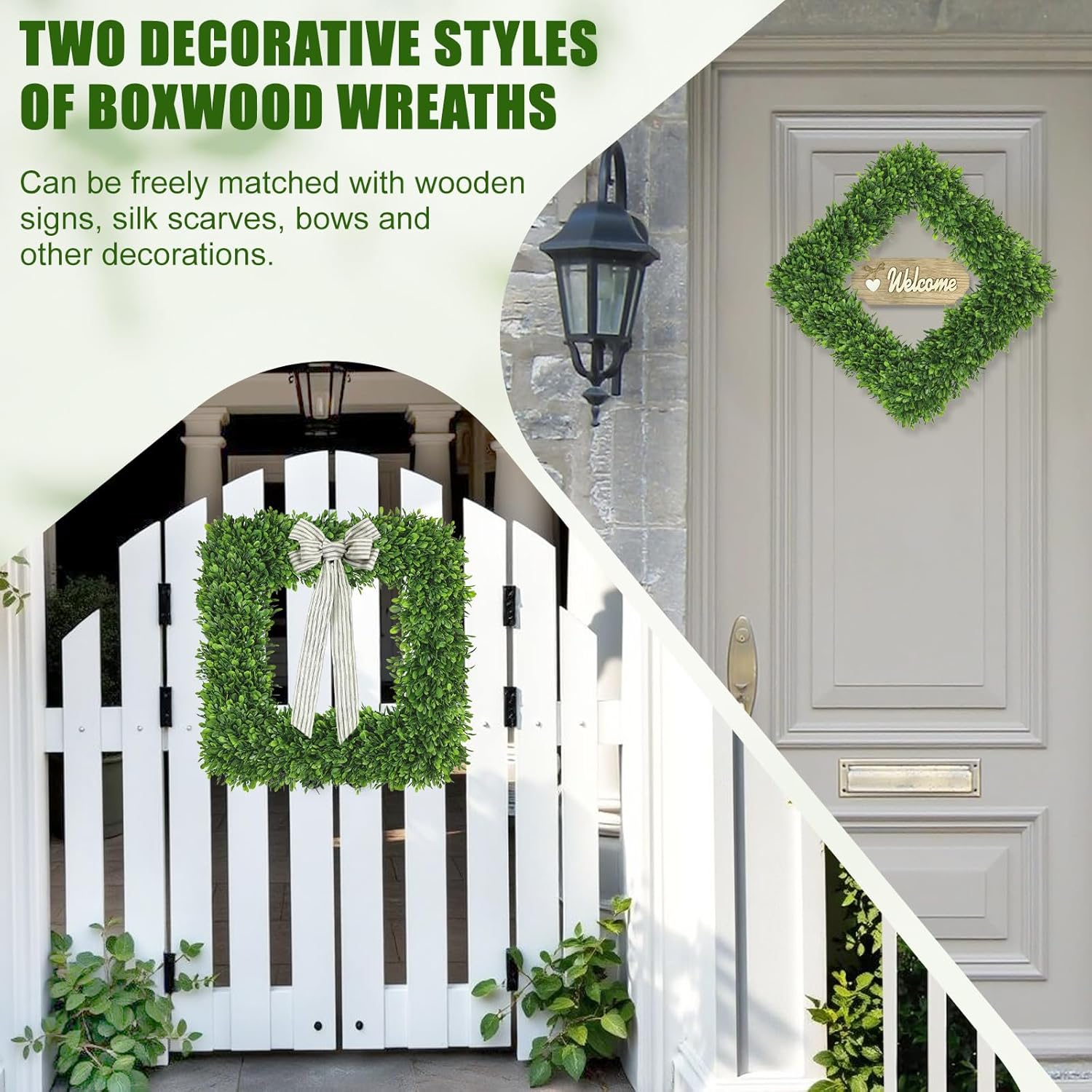 Artgar 20 Inch Boxwood Wreath for Front Door Decor