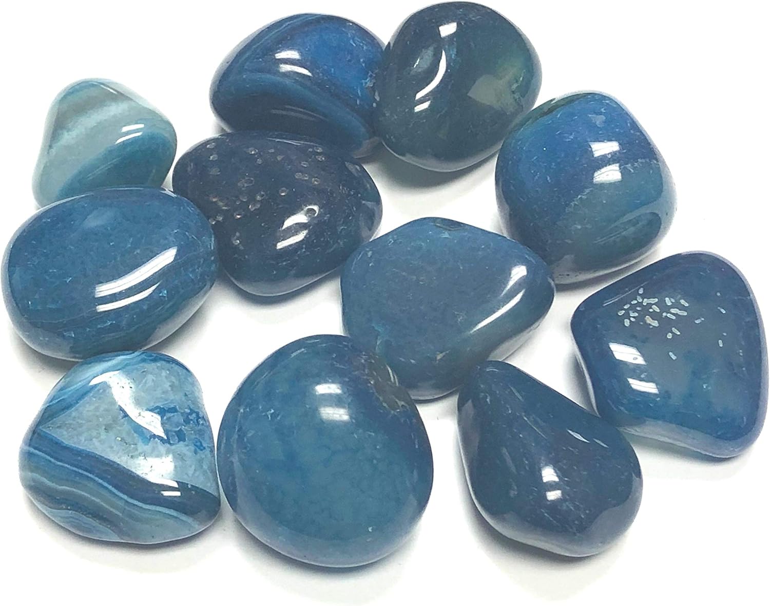 Tumbled Dyed Agate Stones 1 Inch Blue Velvet Bag