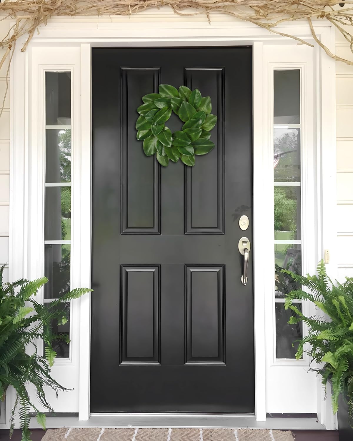 Briful 16in Artificial Magnolia Wreath for Front Door