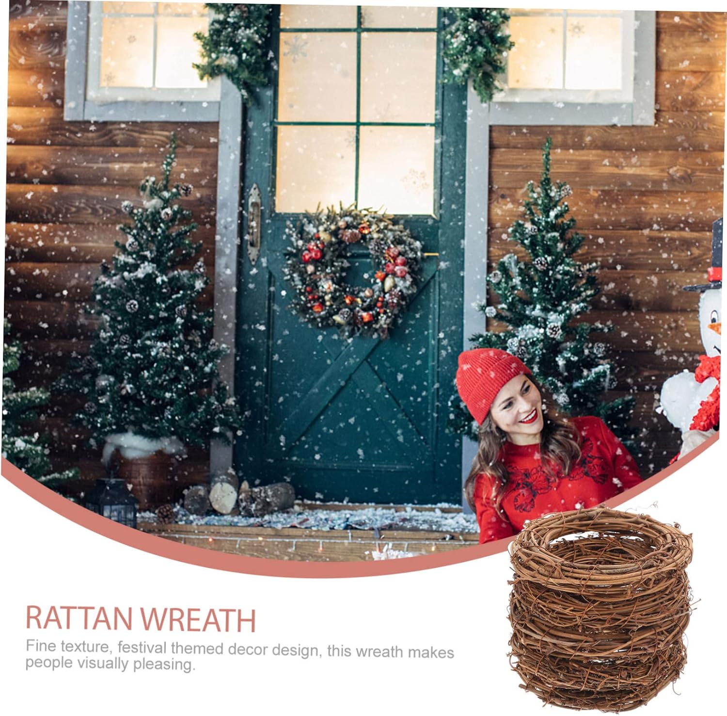 IMIKEYA 20pcs Christmas Woven Rattan Door Wreath Decor