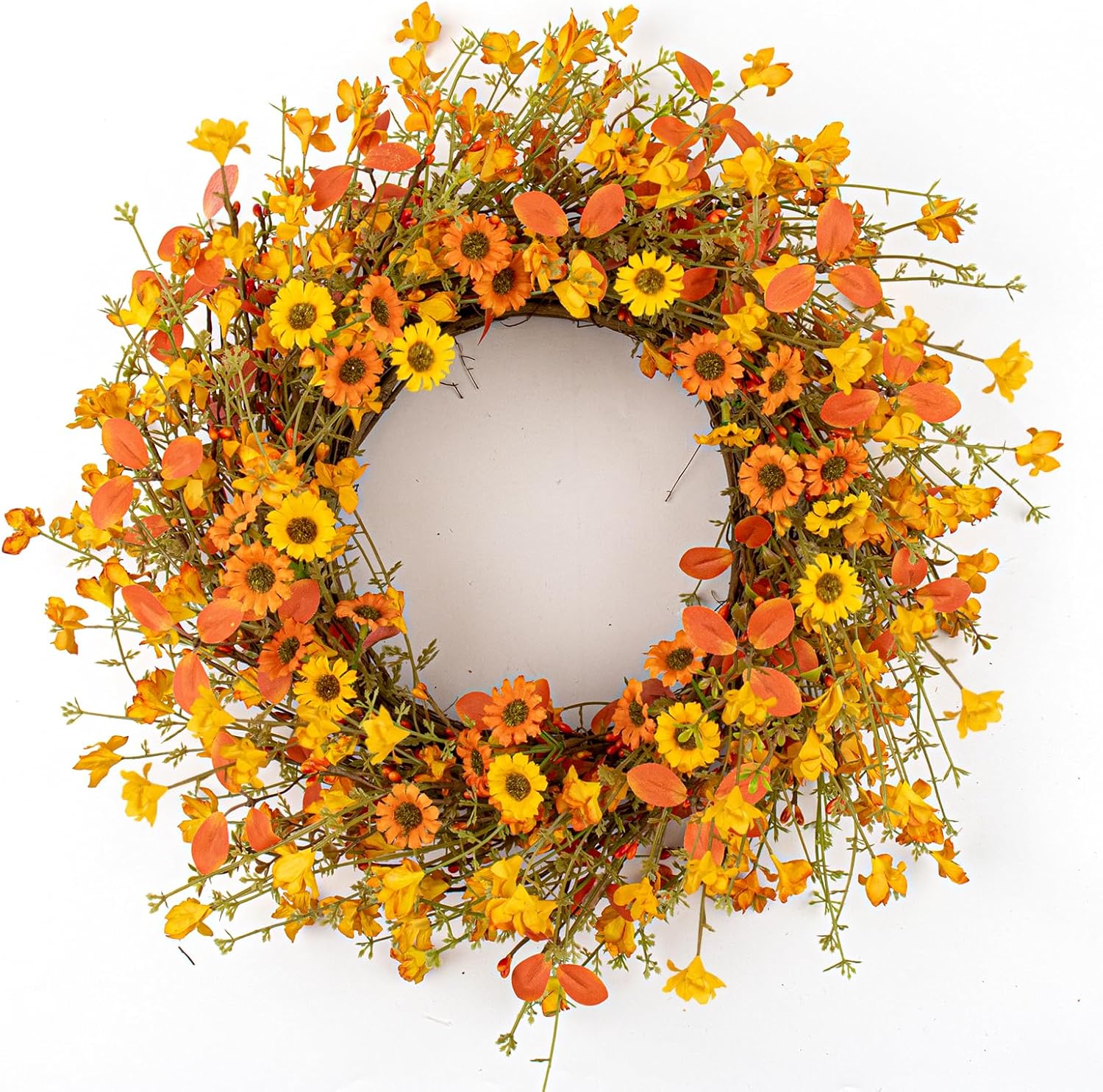18 Inches Rustic Fall Wreath with Wildflowers