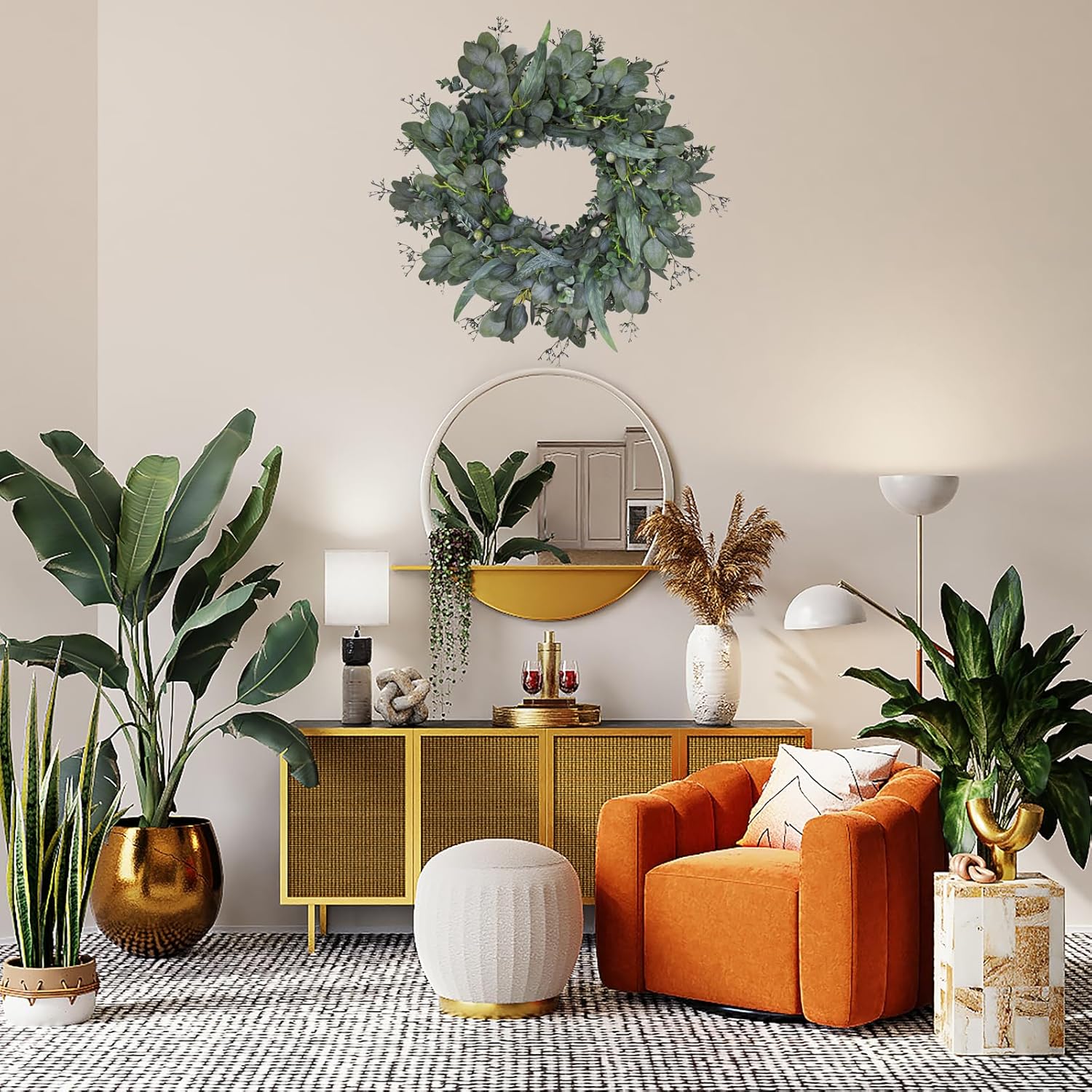 24-26 Inch Eucalyptus Wreath for Front Door