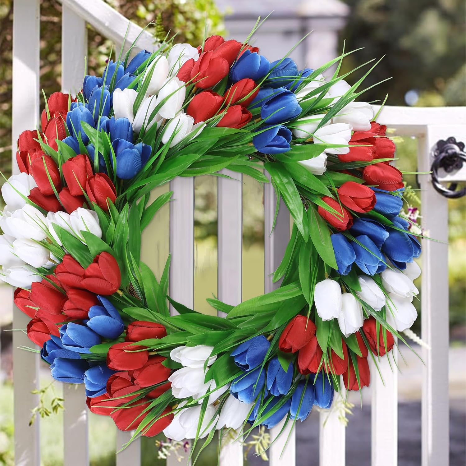 UArtlines 20 Inch Tulip Wreath for Front Door