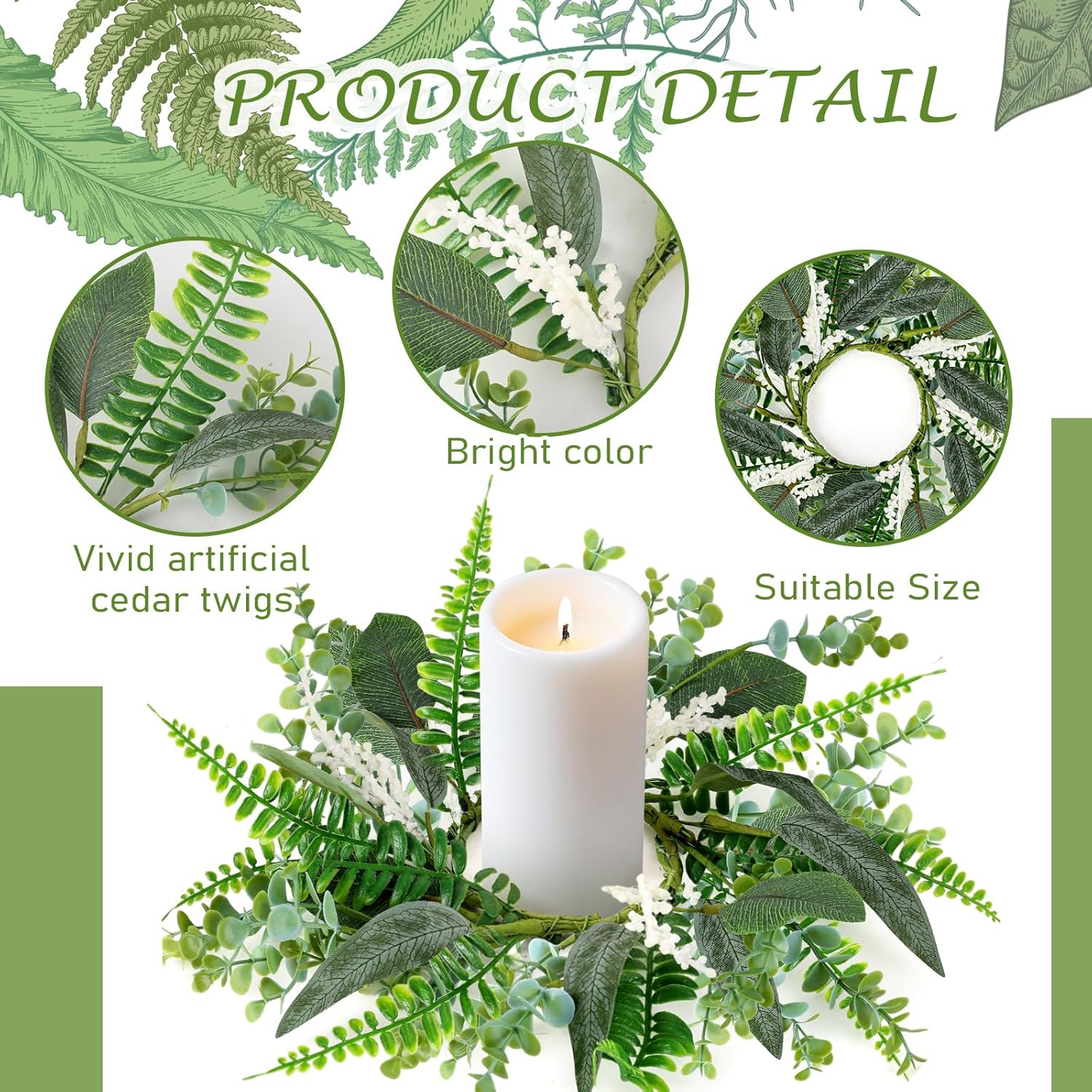 4PCS 9 Inch Mini Eucalyptus Wreaths for Cabinets Decorations