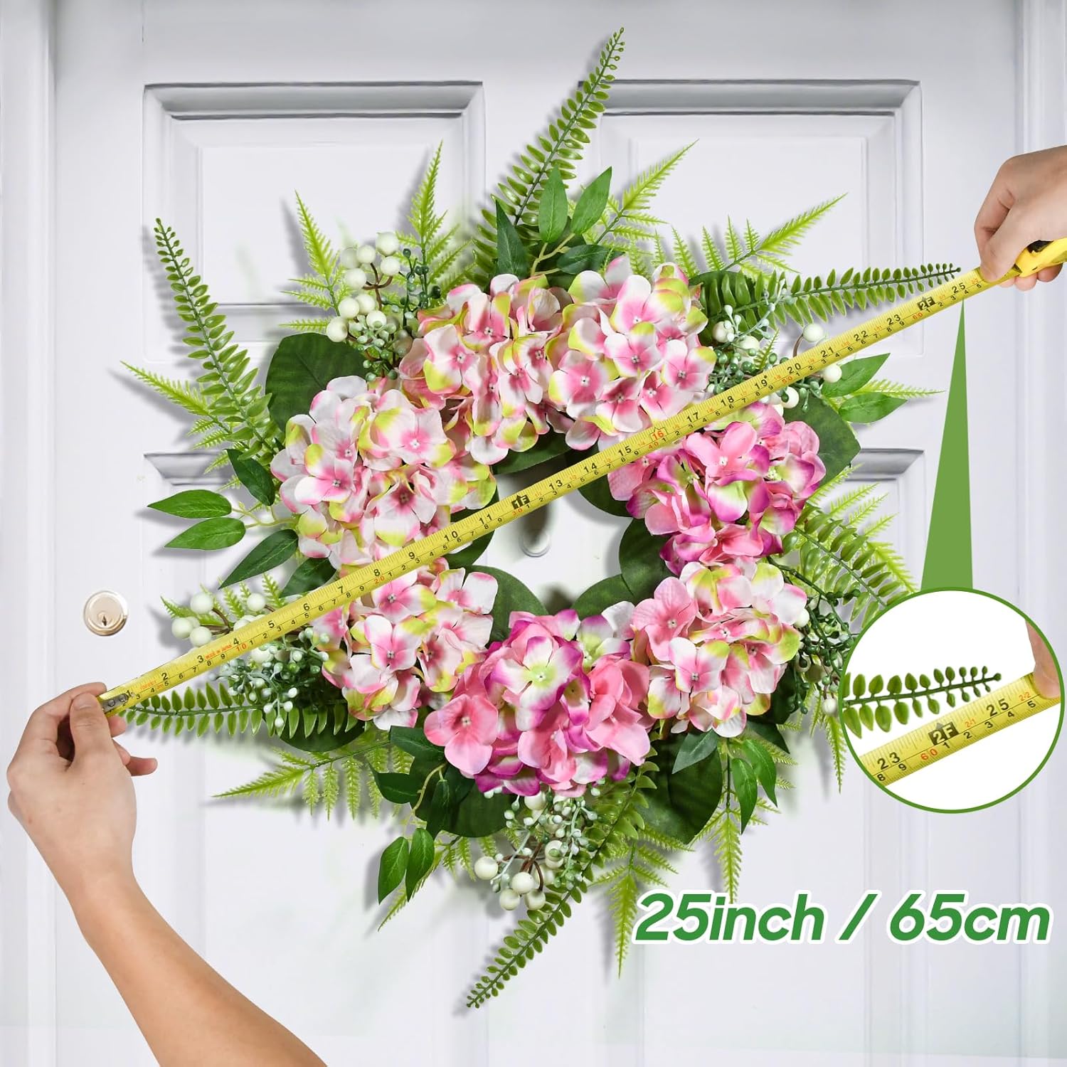 25 Inch Ombre Hydrangea Wreath for Front Door Decor