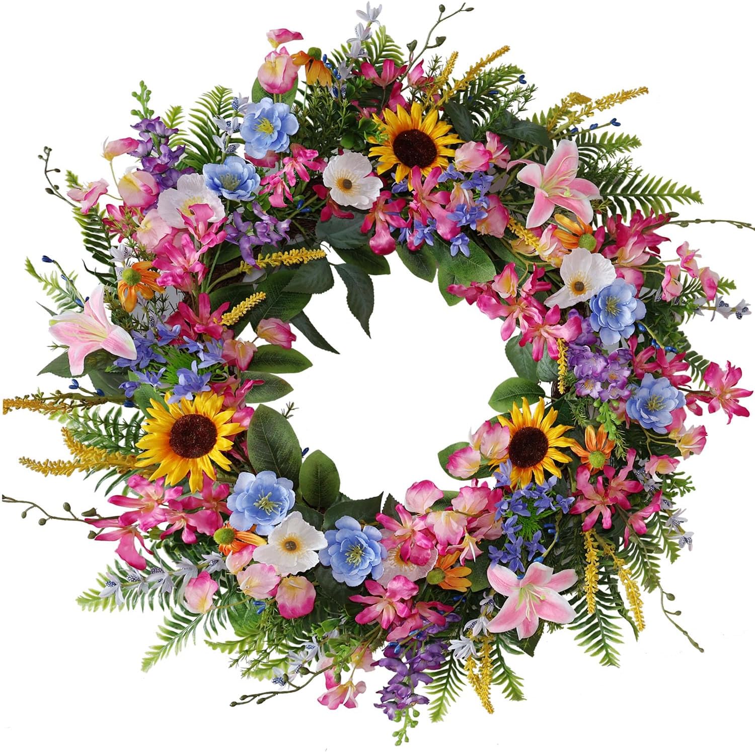 Elegant 24-26 Inch Floral Wreath for Front Door