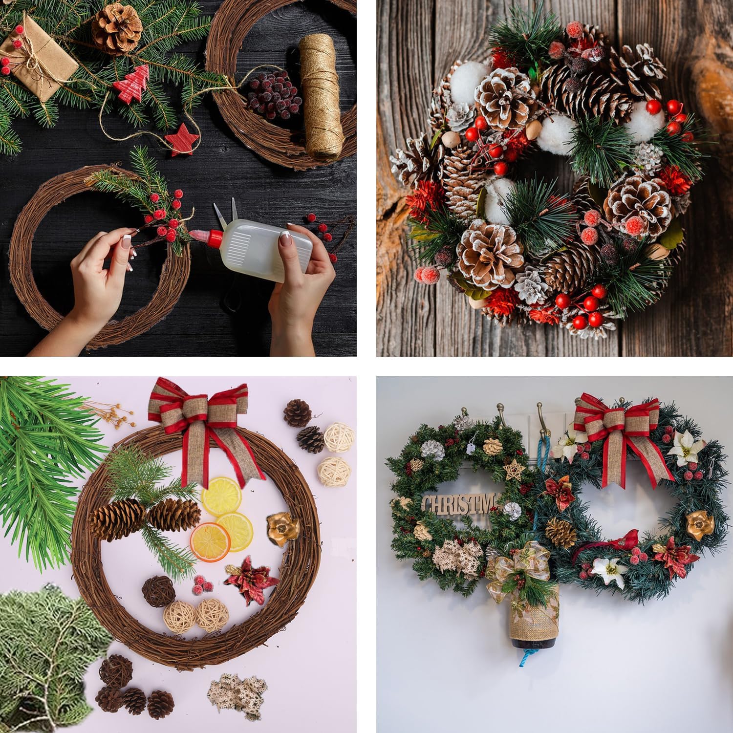 9 Pcs 10 Inch Natural Grapevine Wreath Set for DIY Crafts and Home Decor