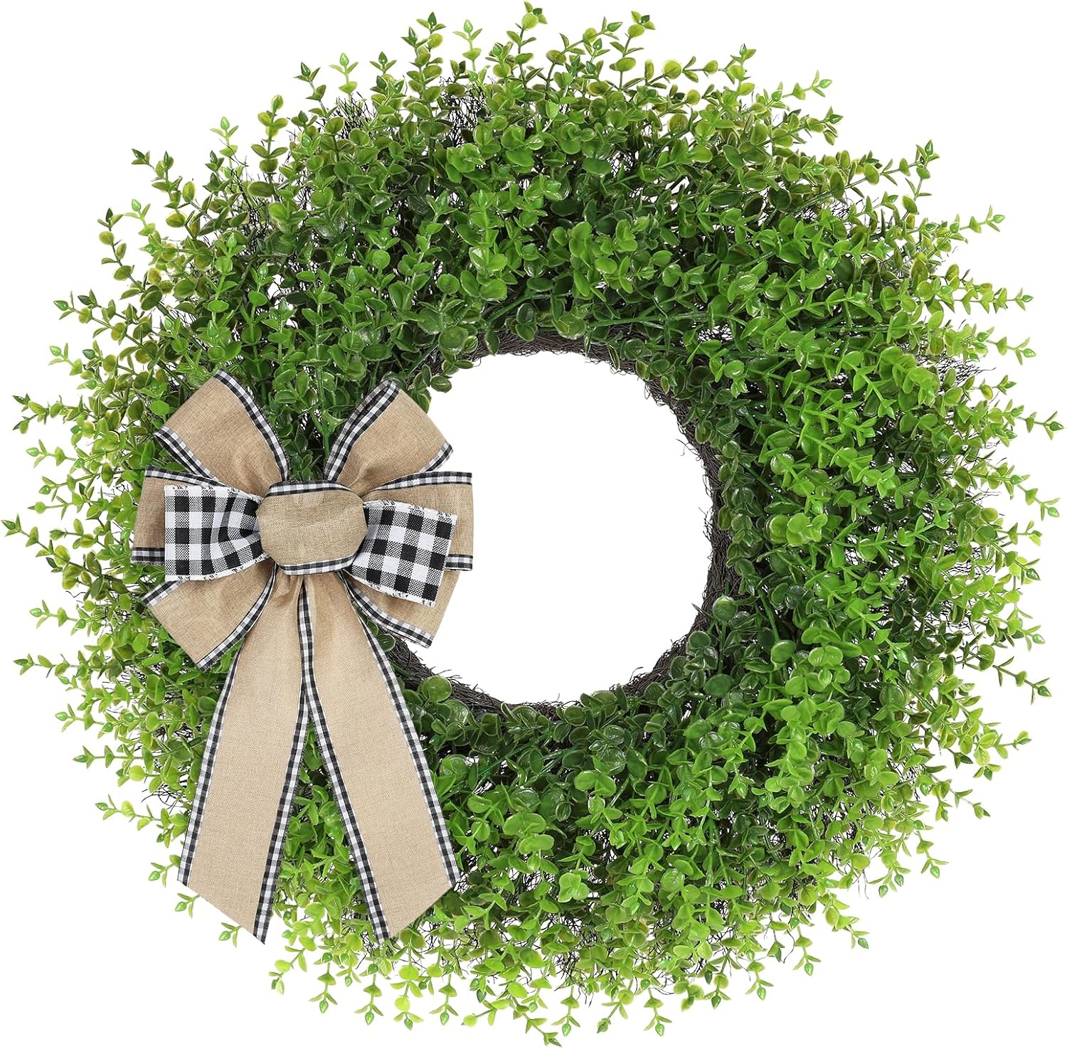CYANBLOOM Boxwood Wreath for Front Door 24 Inch