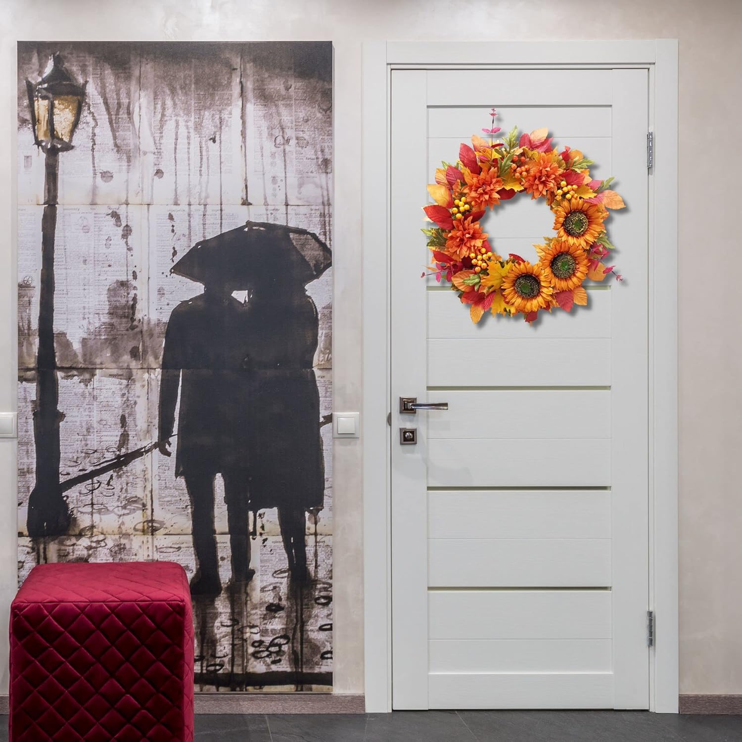 Tokcare 20 Inch Fall Wreath for Front Door