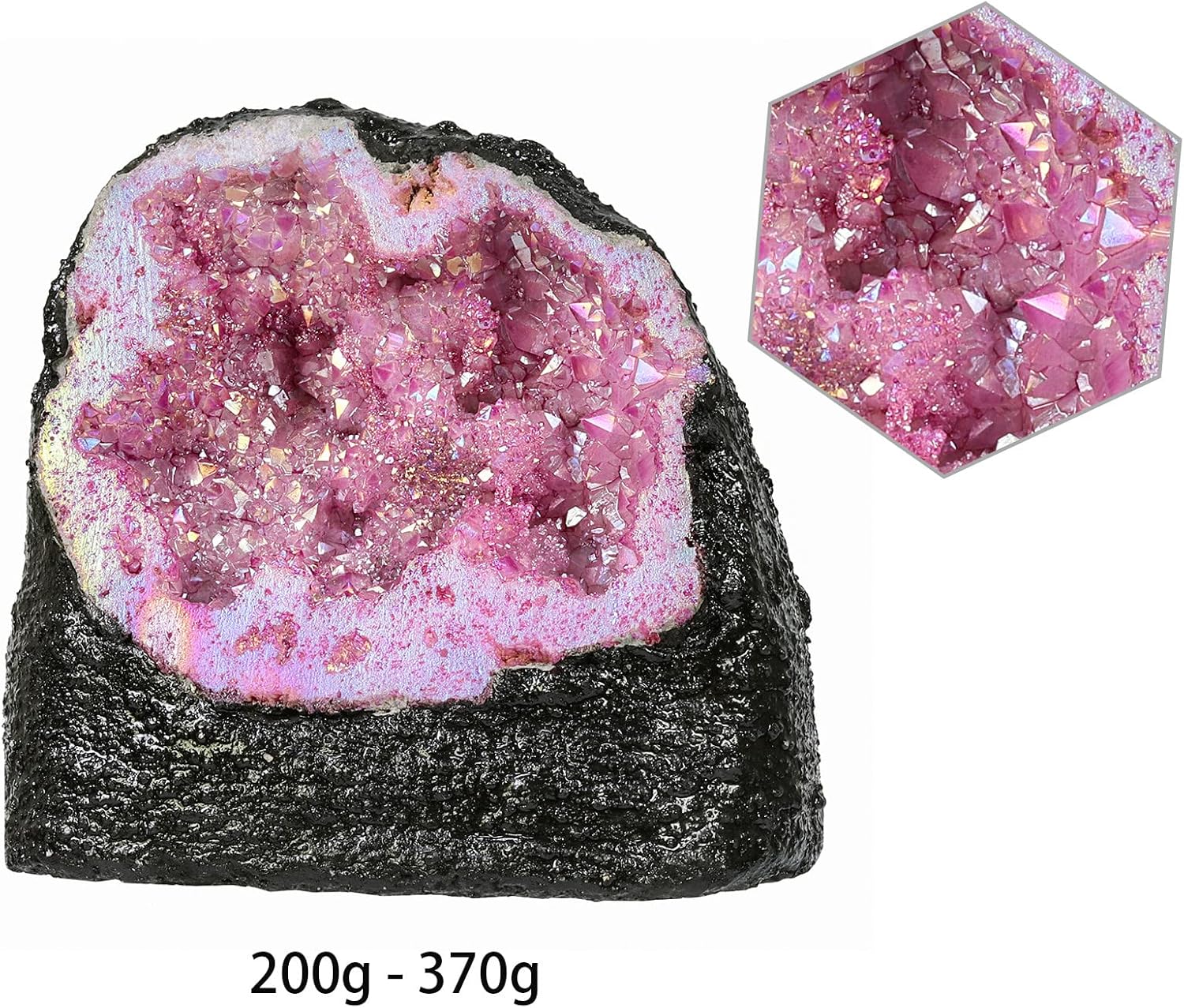 Rockcloud Rose Red Titanium Coated Crystal Geode for Home Office Decoration