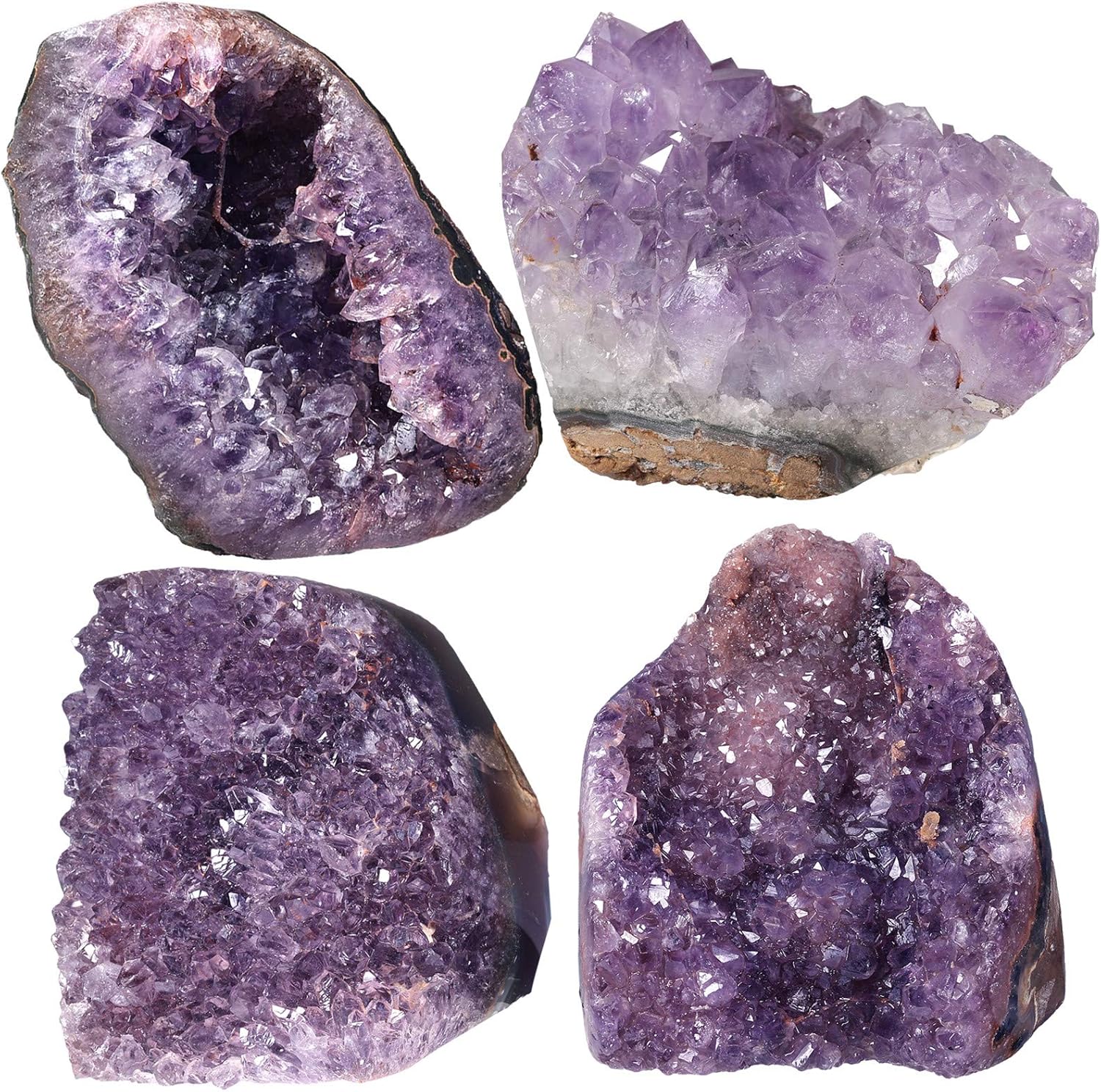 Rockcloud Natural Purple Amethyst Crystal Cluster Geode Druzy Decoration