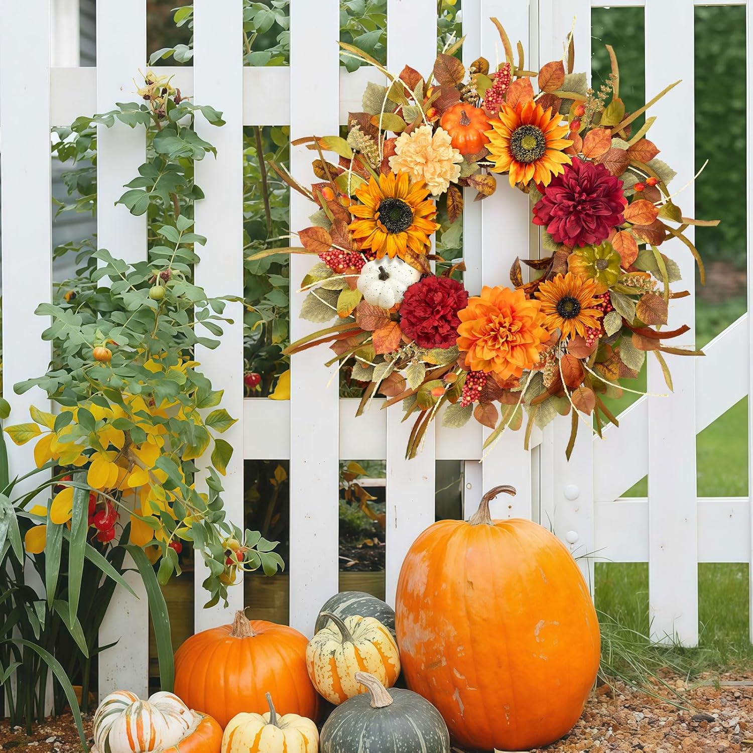 ICX 24-26 Inch Fall Wreath Front Door Decor
