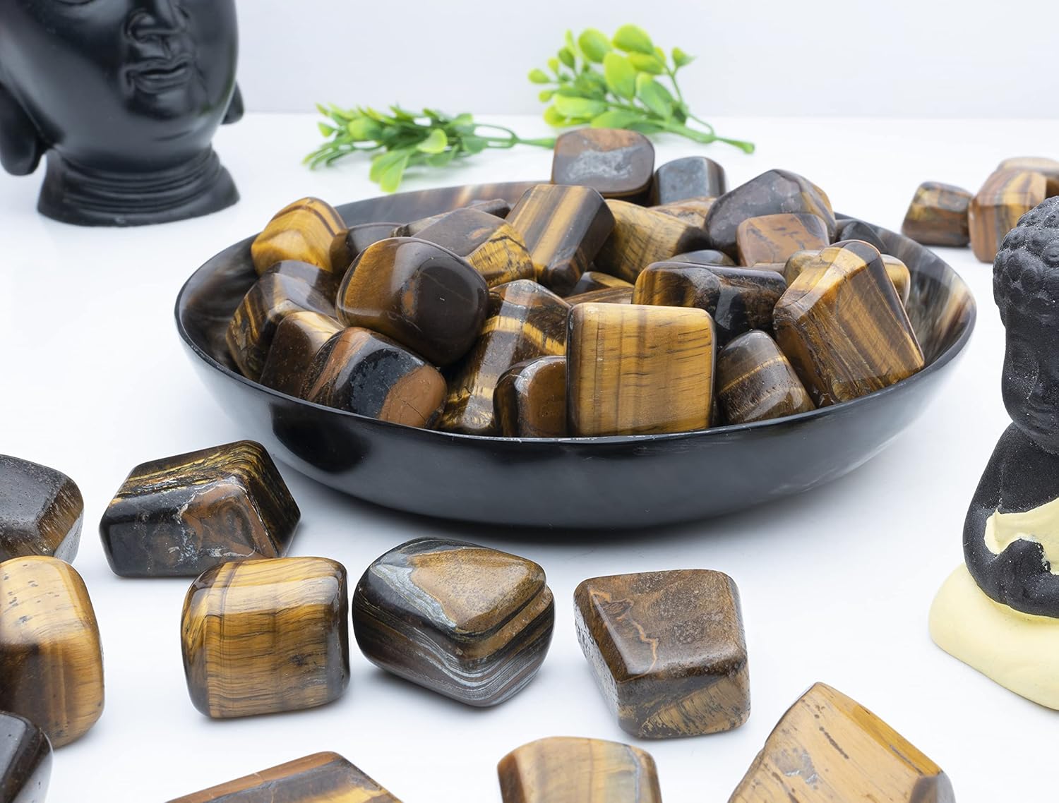 ZAICUS 1lb Tiger Eye and Sodalite Tumbled Stones for Decor and Jewelry