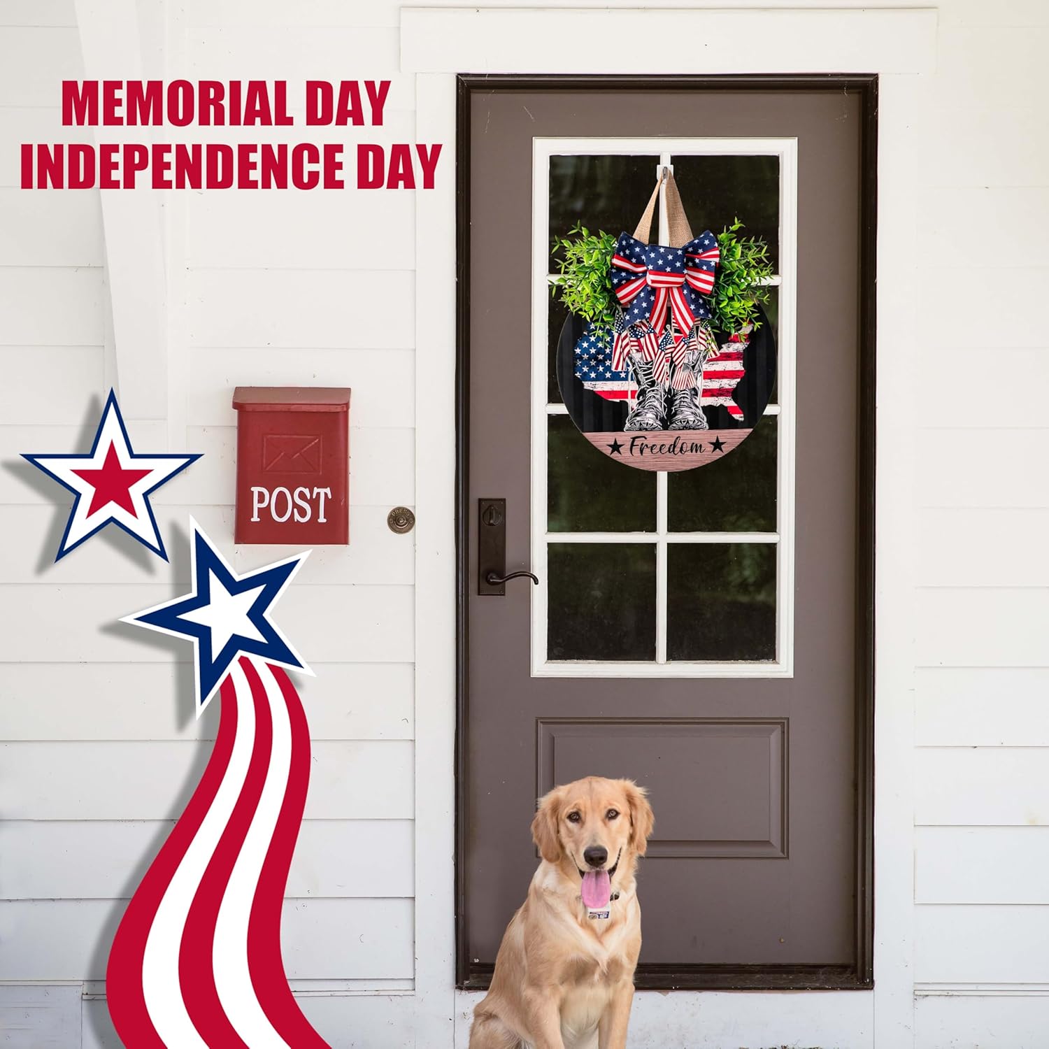 4th of July Patriotic Door Wreath Sign