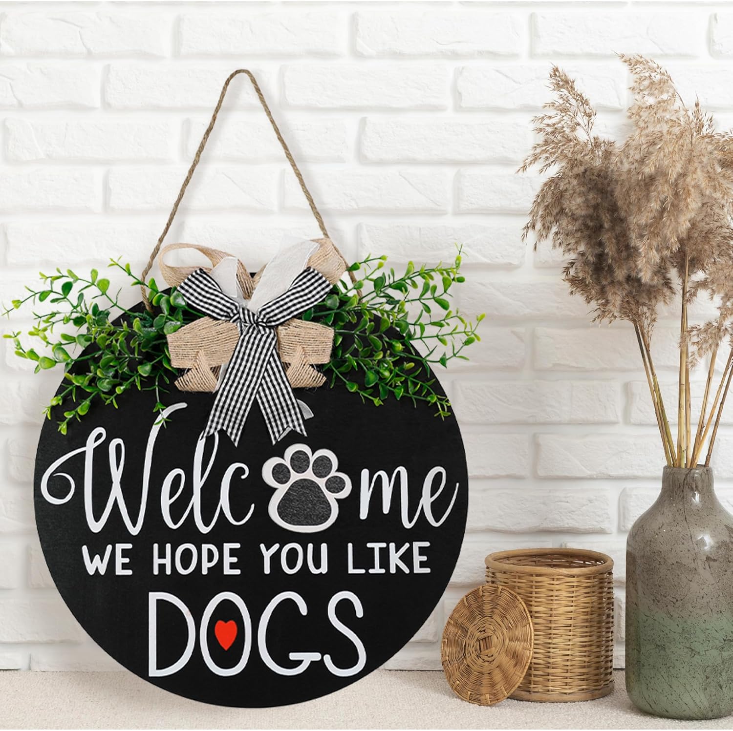 Zavothy Interchangeable Welcome Wreath Sign for Farmhouse Front Porch Decor