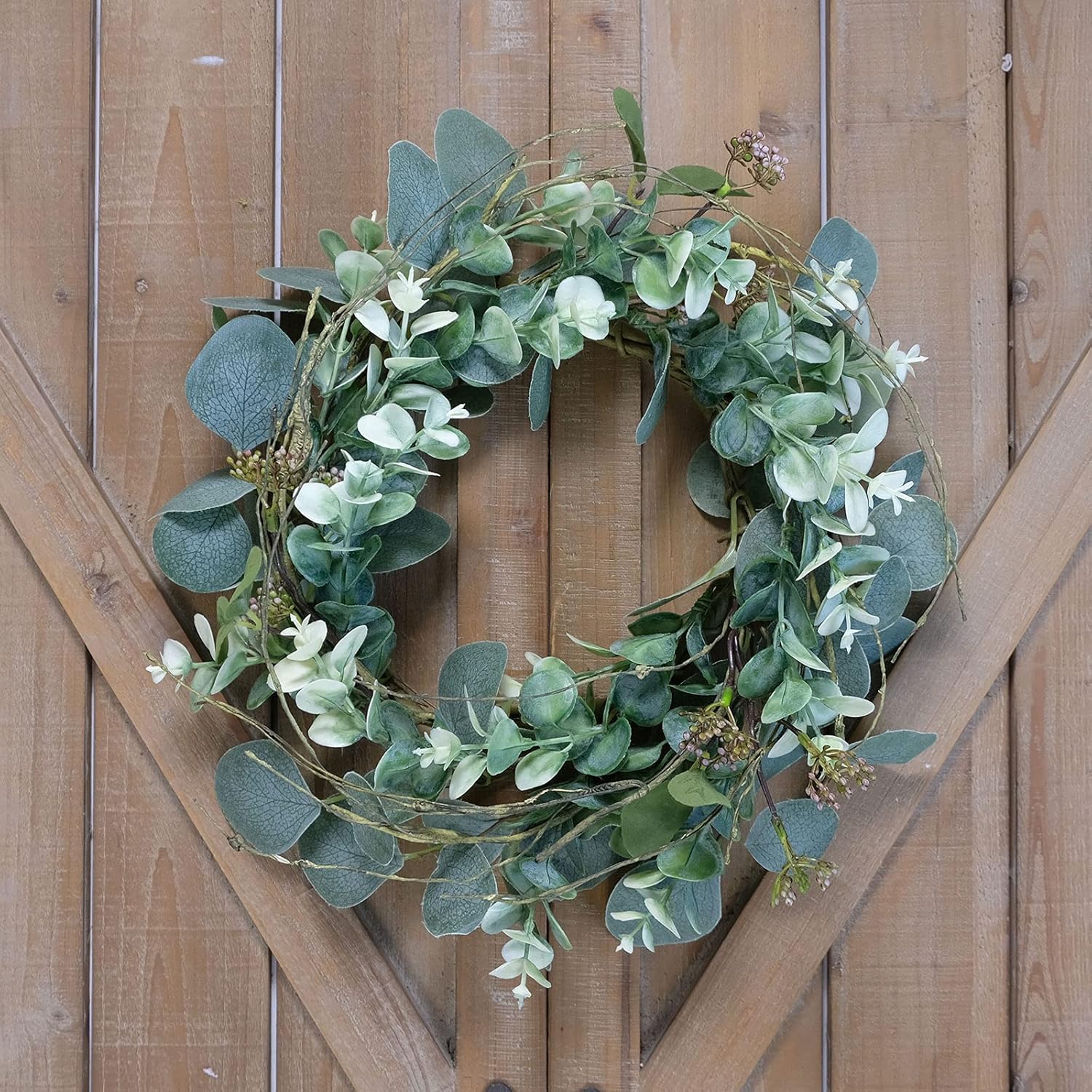 Idyllic 12 Inch Artificial Eucalyptus Wreath 2 Pack