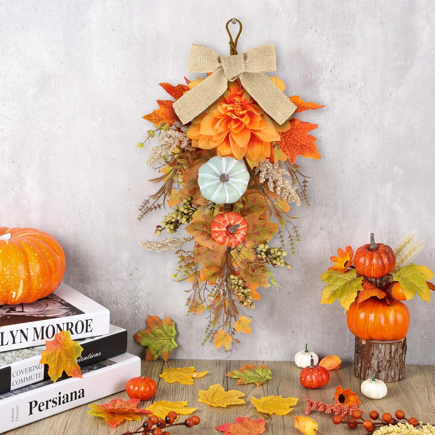 22 Fall Wreaths Front Door 2PCS Teardrop Swag Decor