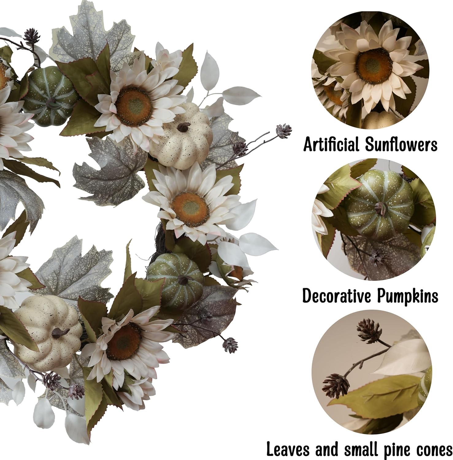 20-Inch Fall Wreath for Front Door and Wall