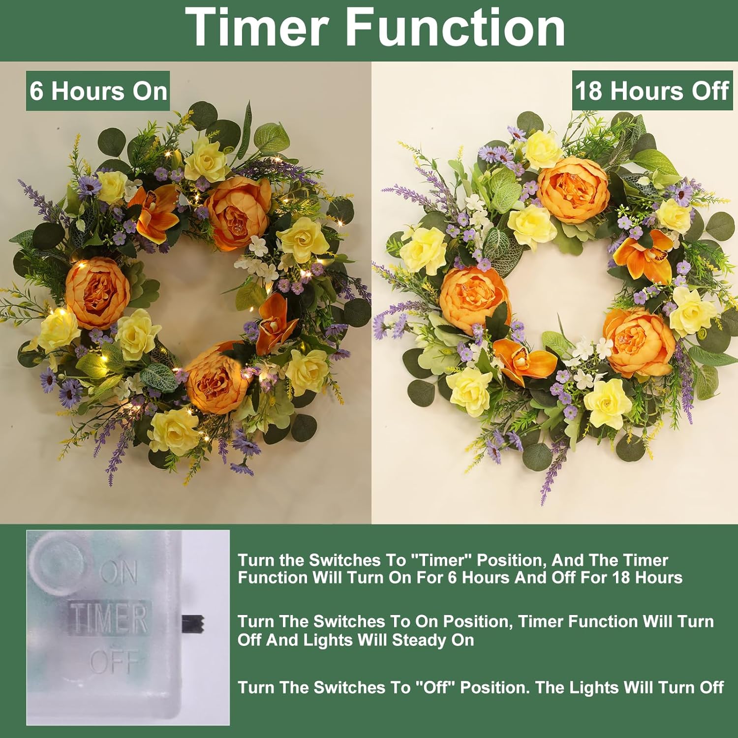 22 Inch Handmade Spring Wreath Front Door Decor
