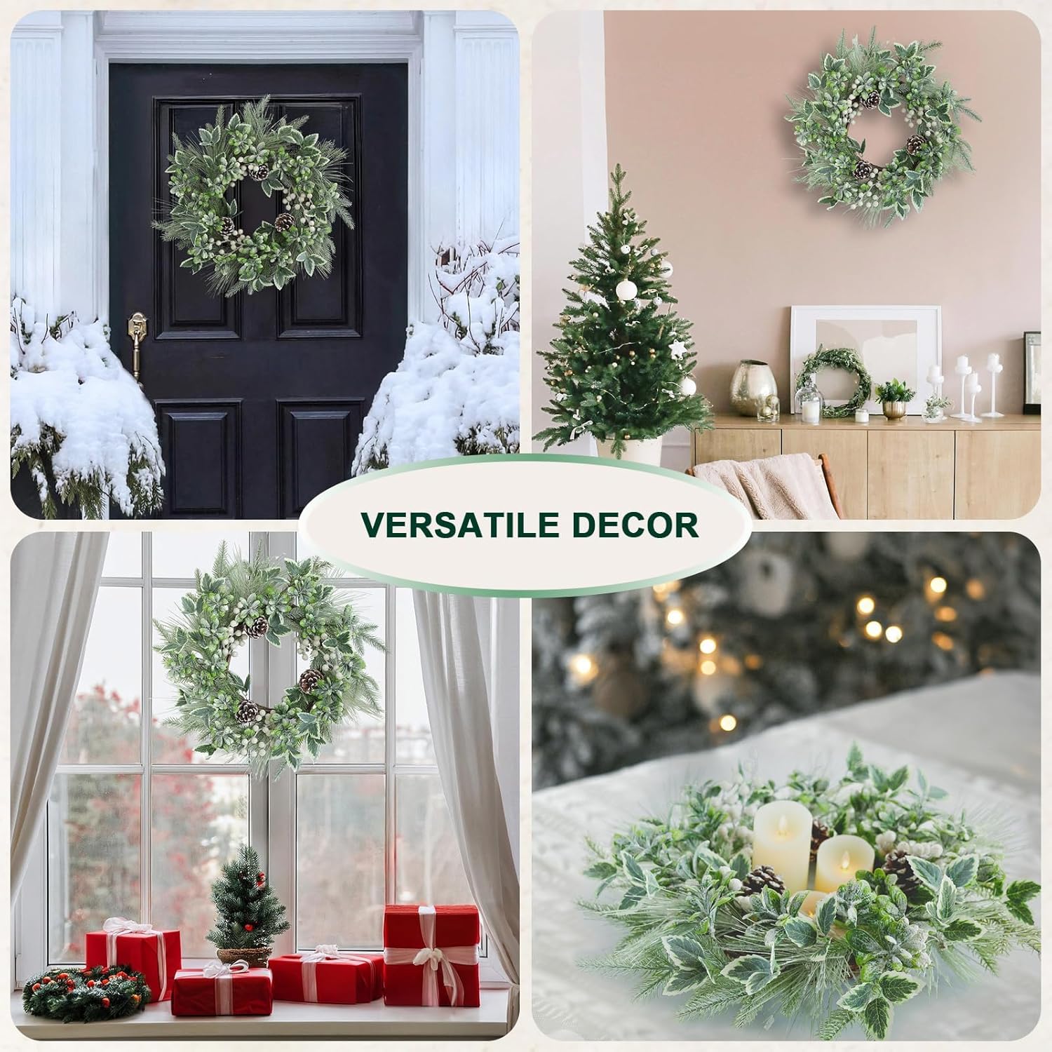 Winter Christmas Wreath 20 Inches for Front Door