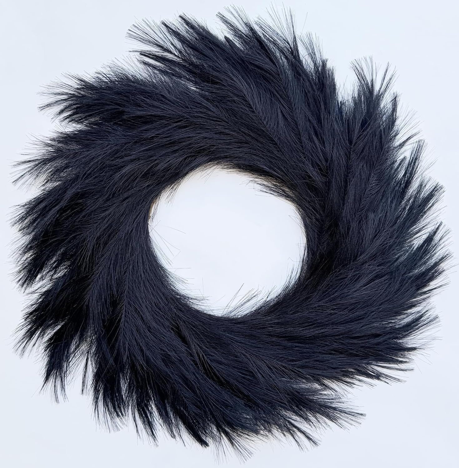 27 Artificial Pampas Grass Wreath - Black