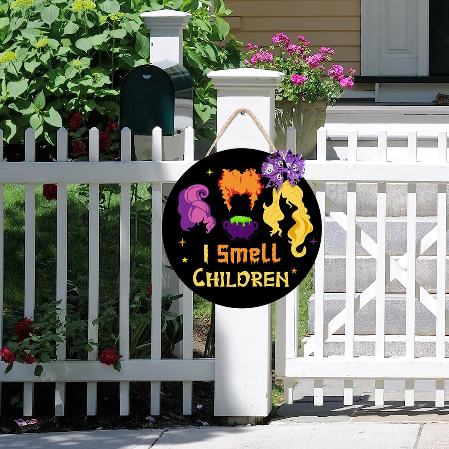 Hocus Pocus Halloween Wreath Door Sign with Bow