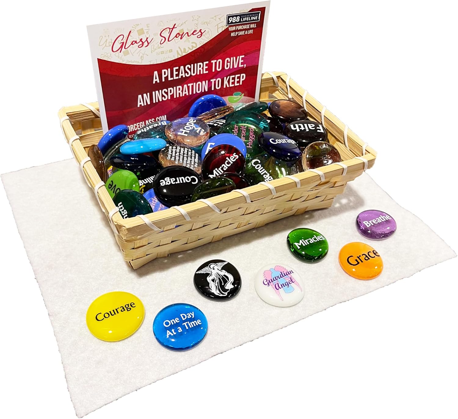 Lifeforce Glass Inspirational Stones Set of 100