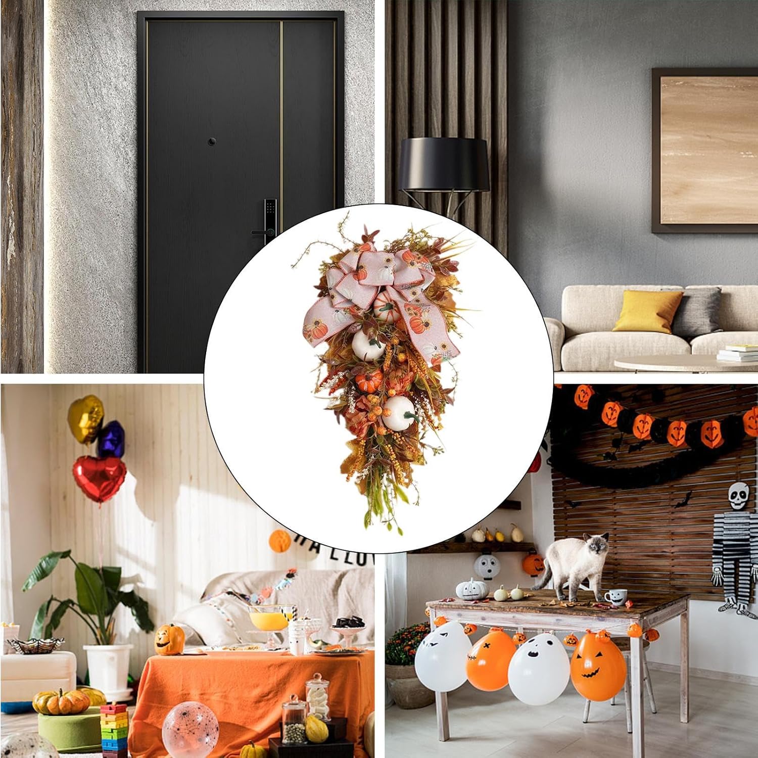 Fall Floral Teardrop Swag for Autumn Decor
