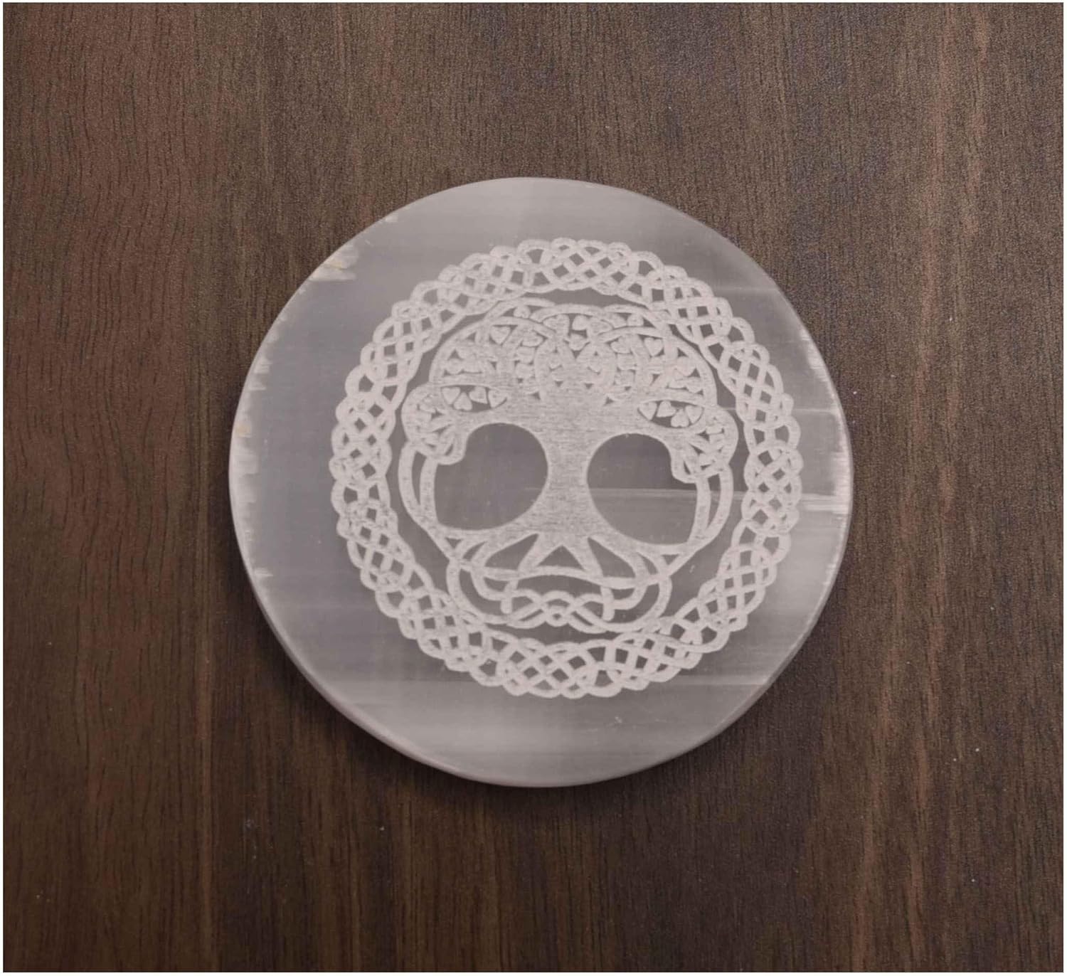 Flower Of Tree Symbol Selenite Plate
