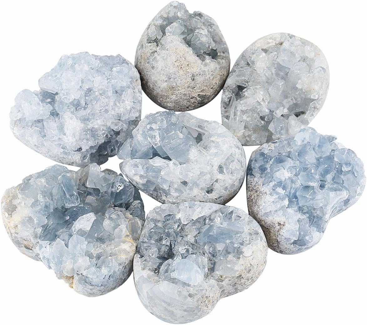 Rockcloud Natural Blue Celestite Crystal Cluster Home Decoration
