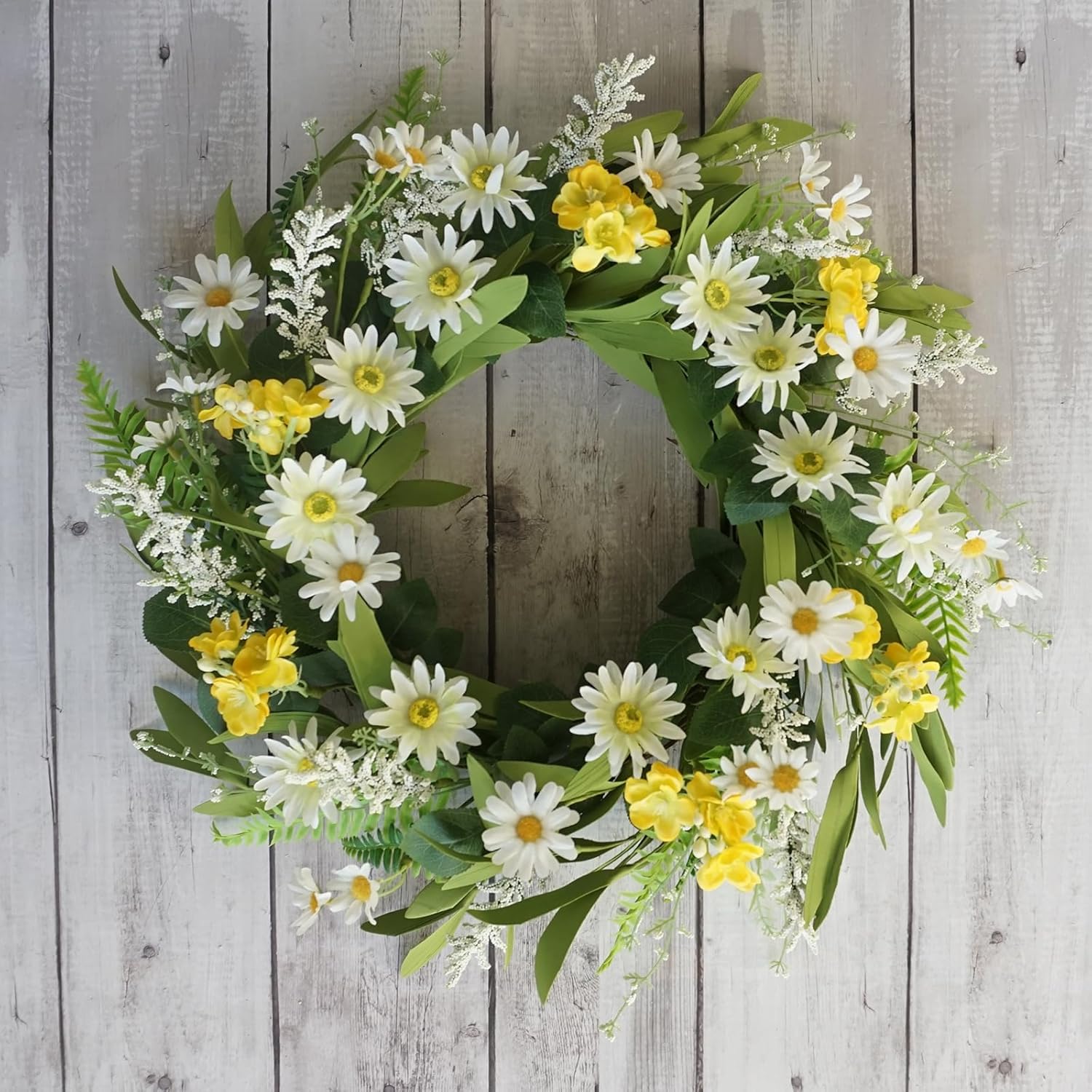 Spring Wreath for Front Door 20 Inch Artificial Daisy Flower Decor