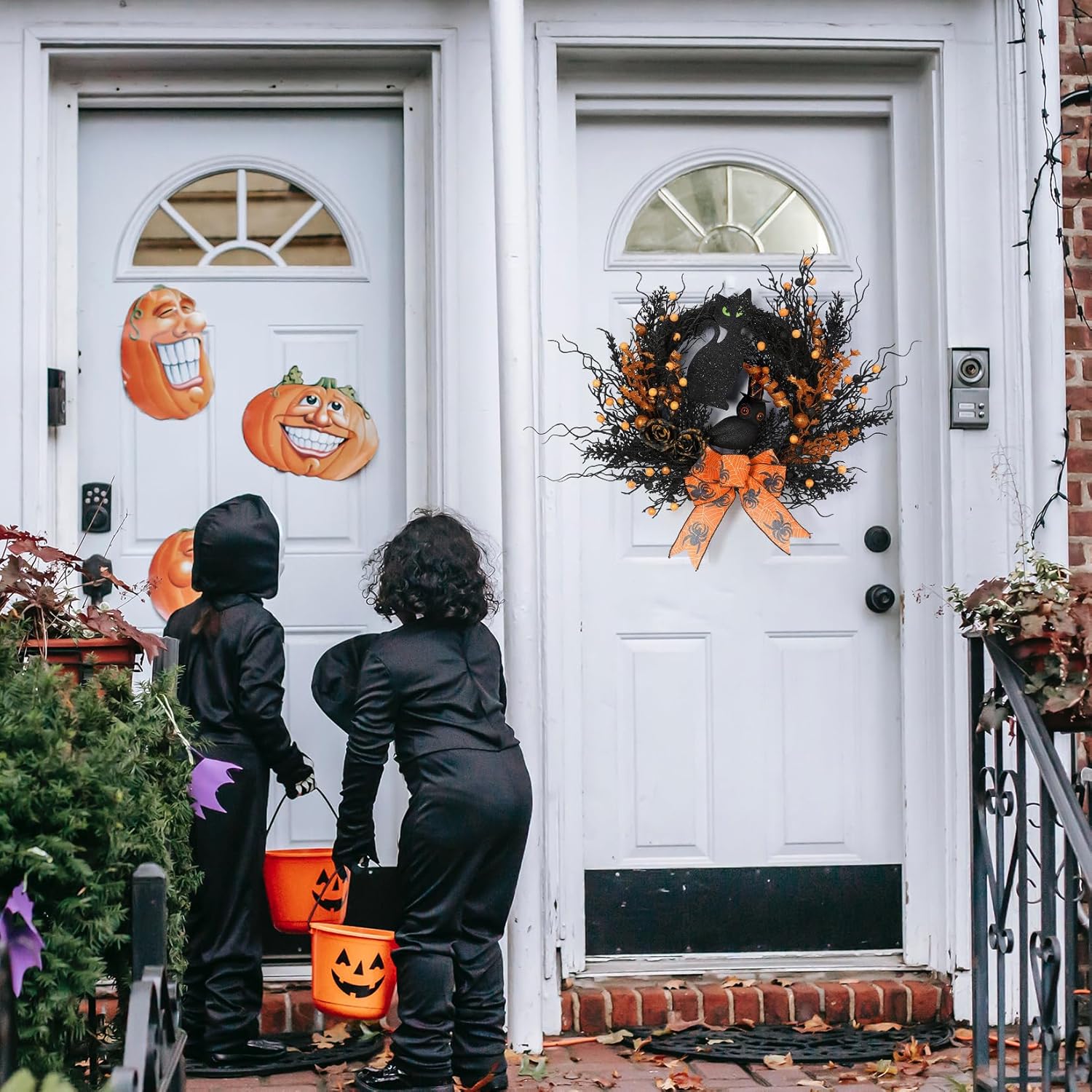 22 Inch Artificial Halloween Wreath for Front Door
