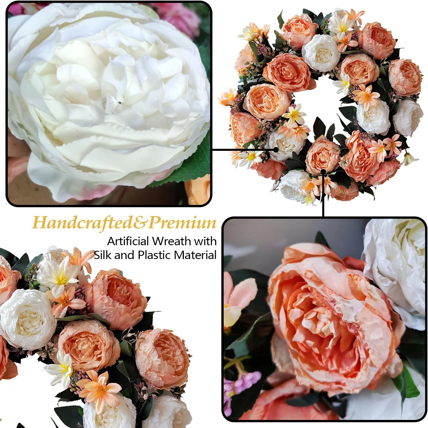 WANNA-CUL 20 Inch Spring Wreath for Front Door Decor