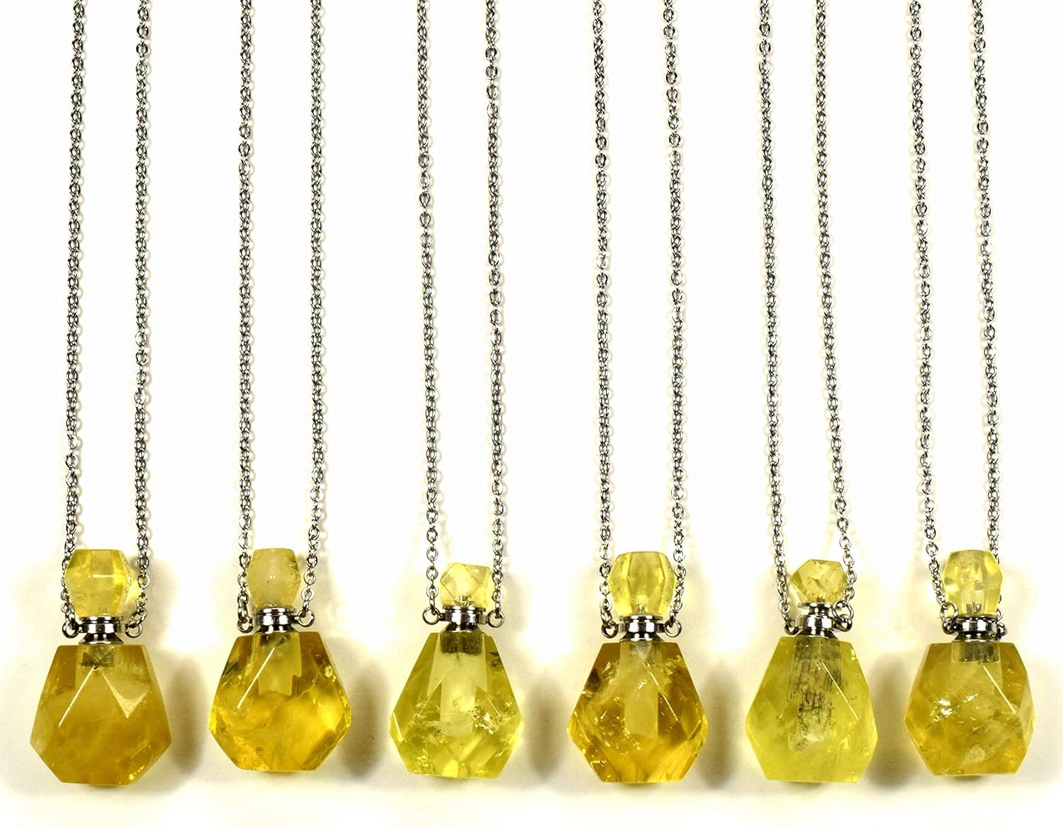 33mm Golden Citrine Perfume Carved Bottle with Chain
