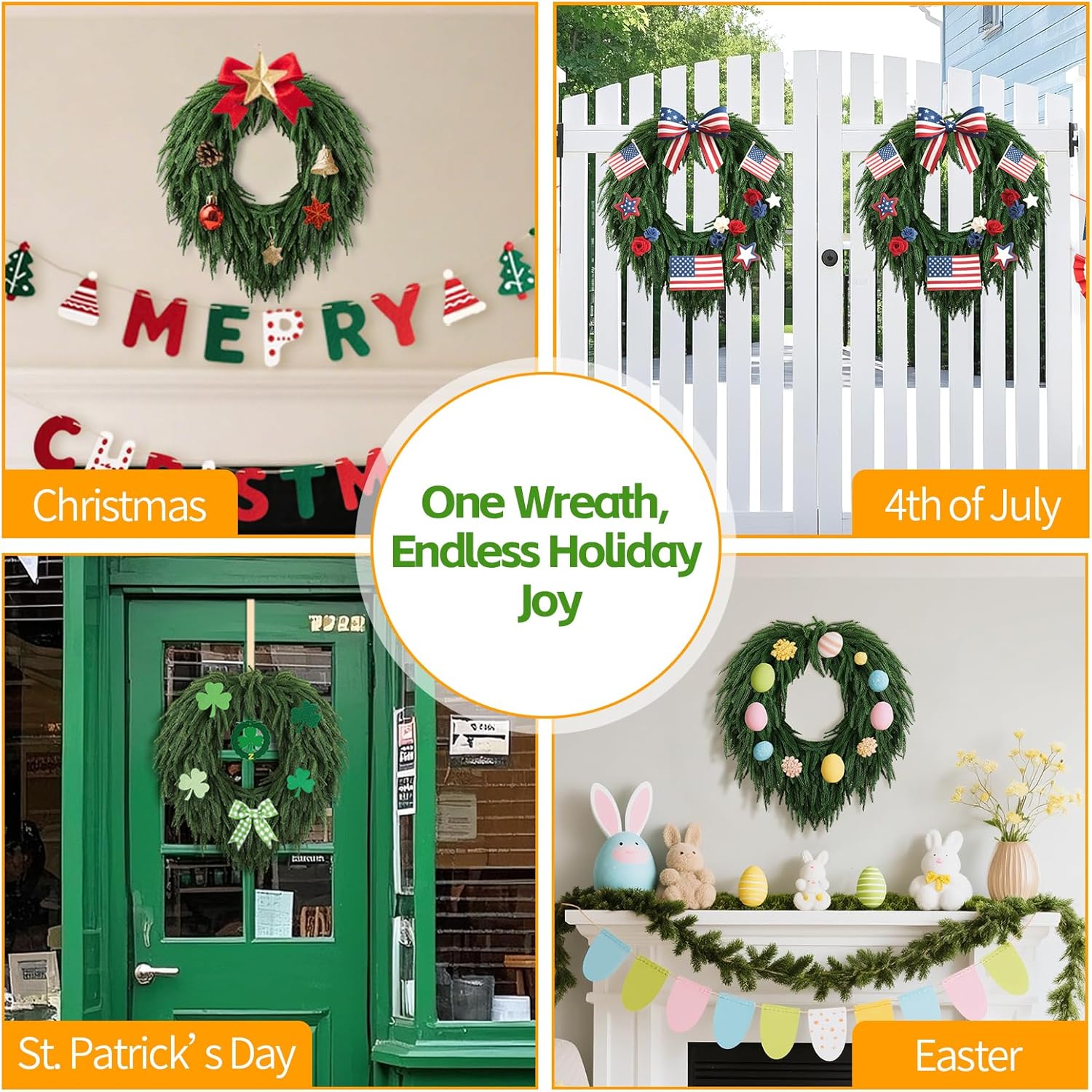 24 Inch Norfolk Pine Wreath for Front Door