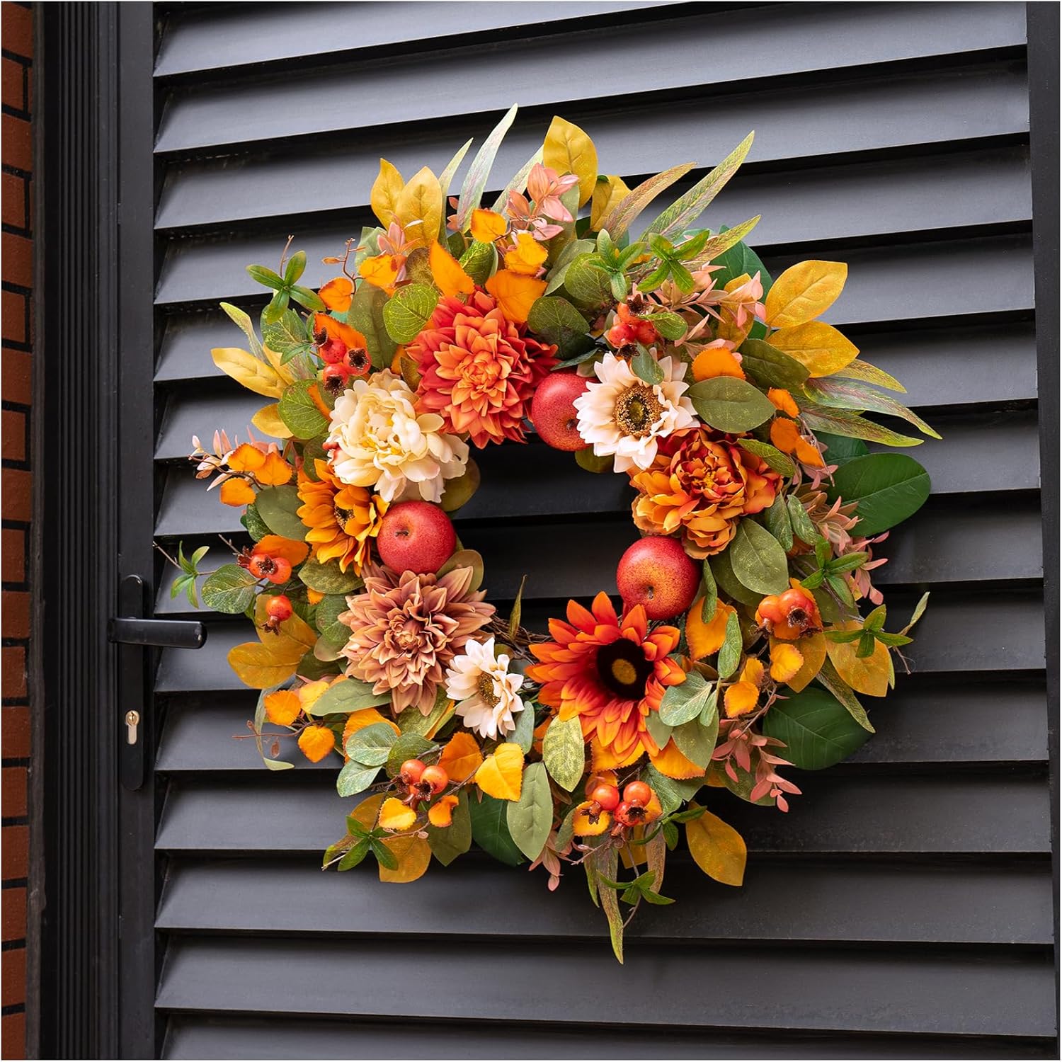 24 Inch Fall Wreath for Front Door Decor