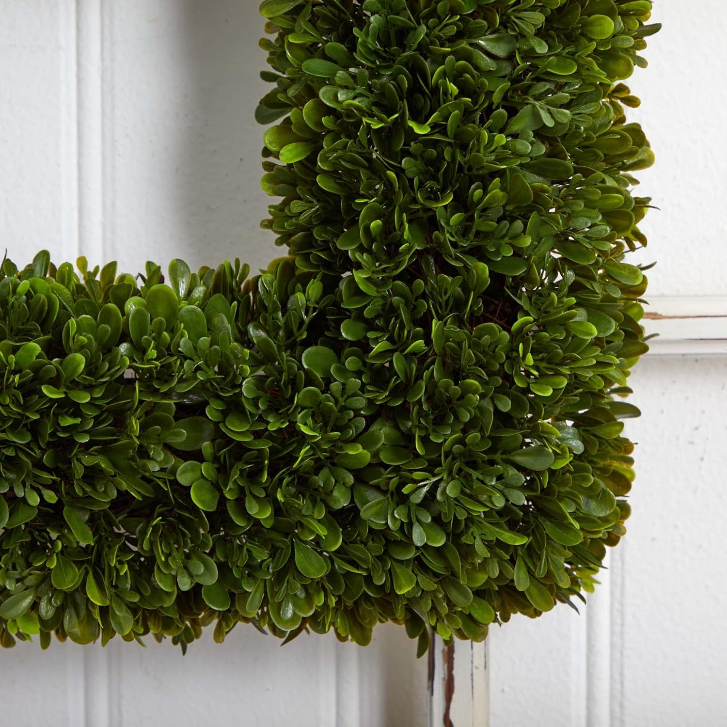 Nearly Natural 17 Inch Tea Leaf Square Wreath Green