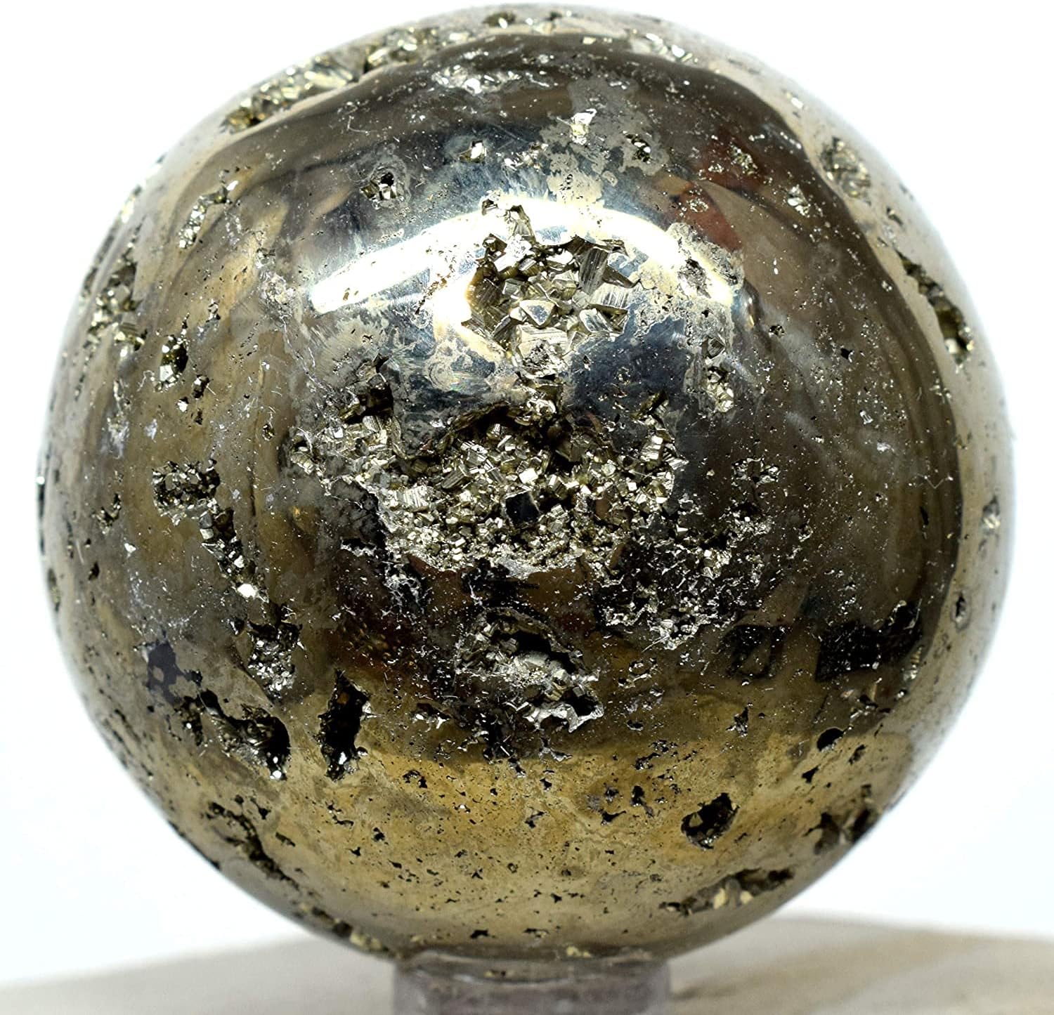 HQRP Golden Pyrite Sphere 46mm Natural Crystal Decor with Stand